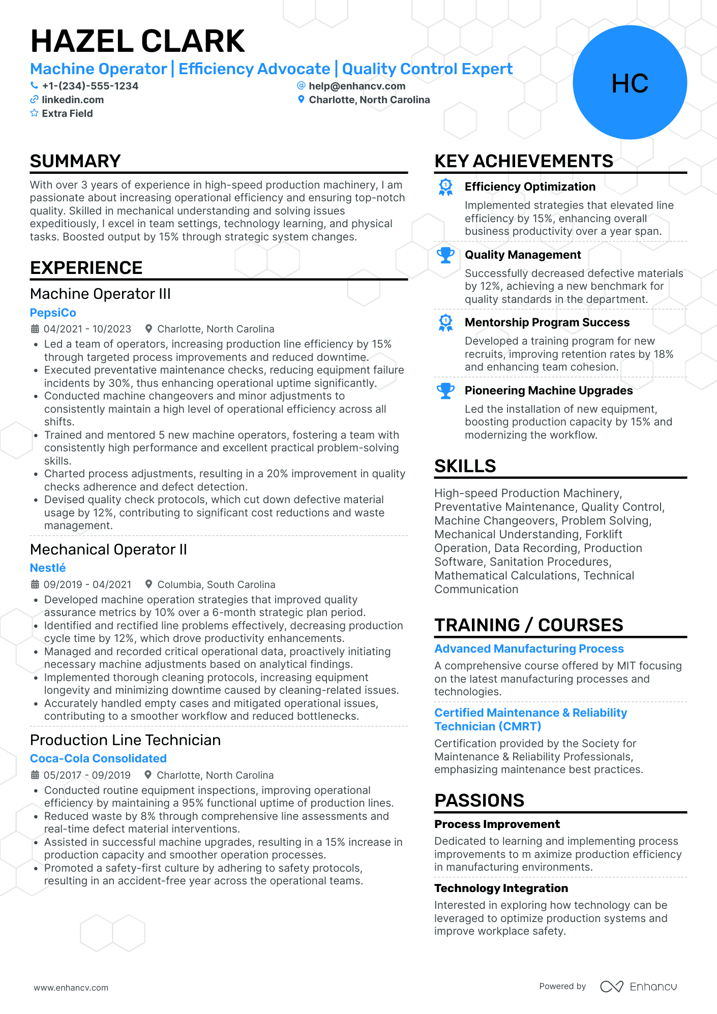 Senior Forklift Operator Resume Example