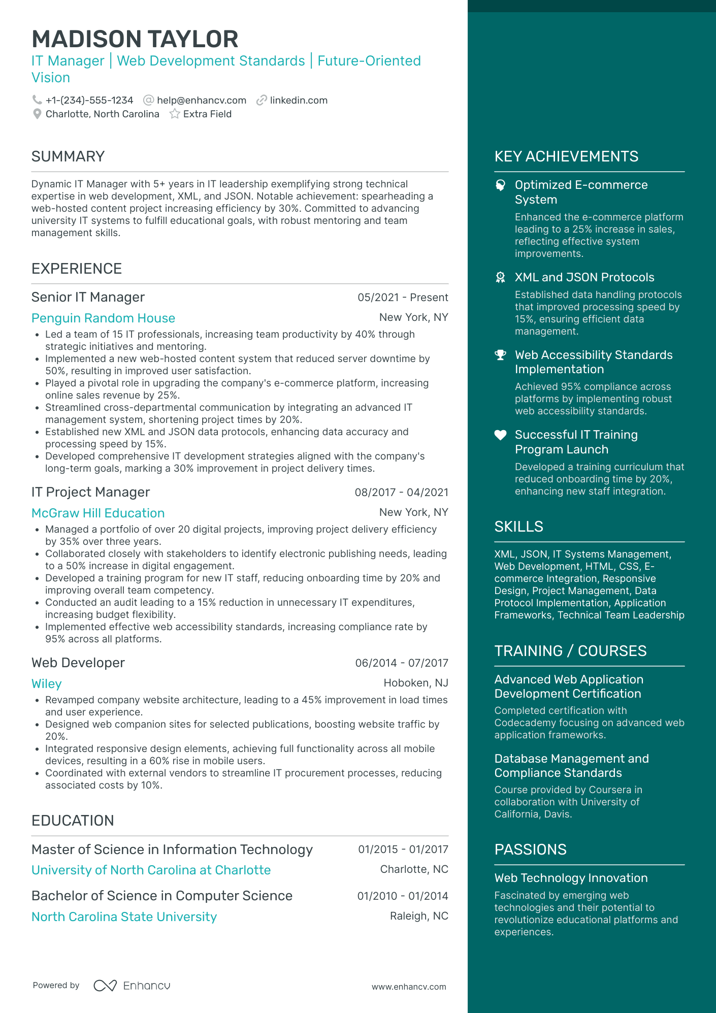 IT Director of IT Service Management Resume Example