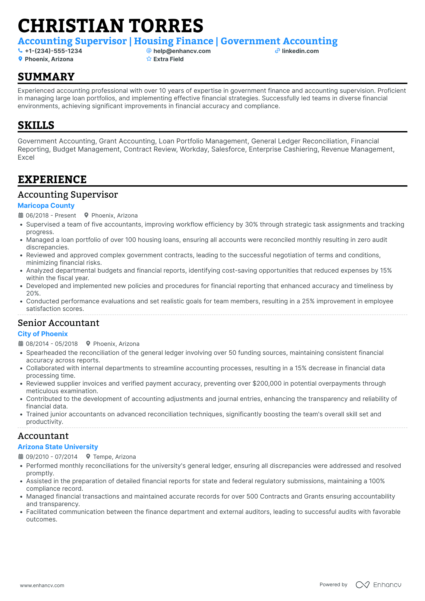 Accounts Clerk Supervisor Resume Example