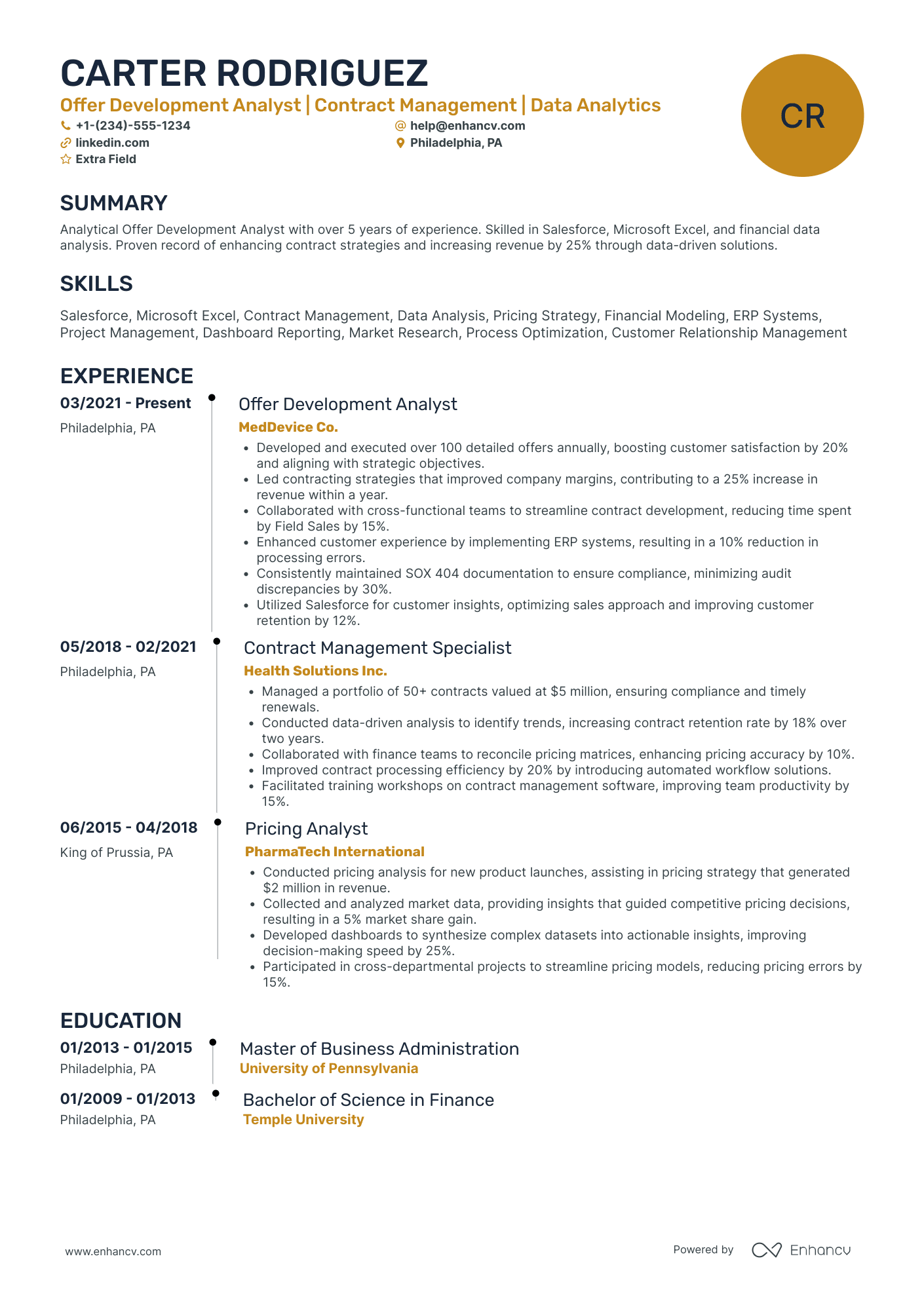 Career Change Analyst Resume Example