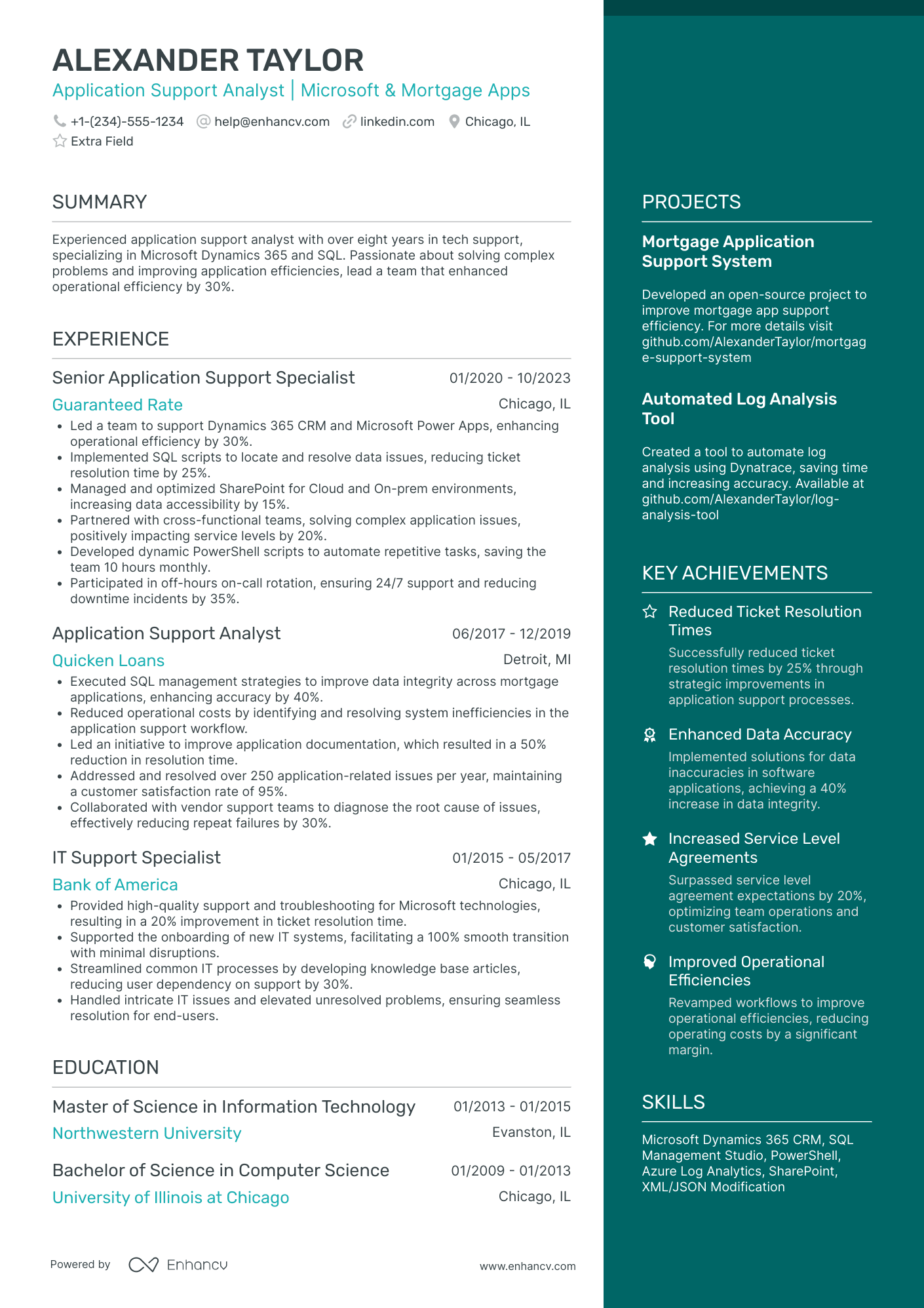 MongoDB Application Support Analyst Resume Example