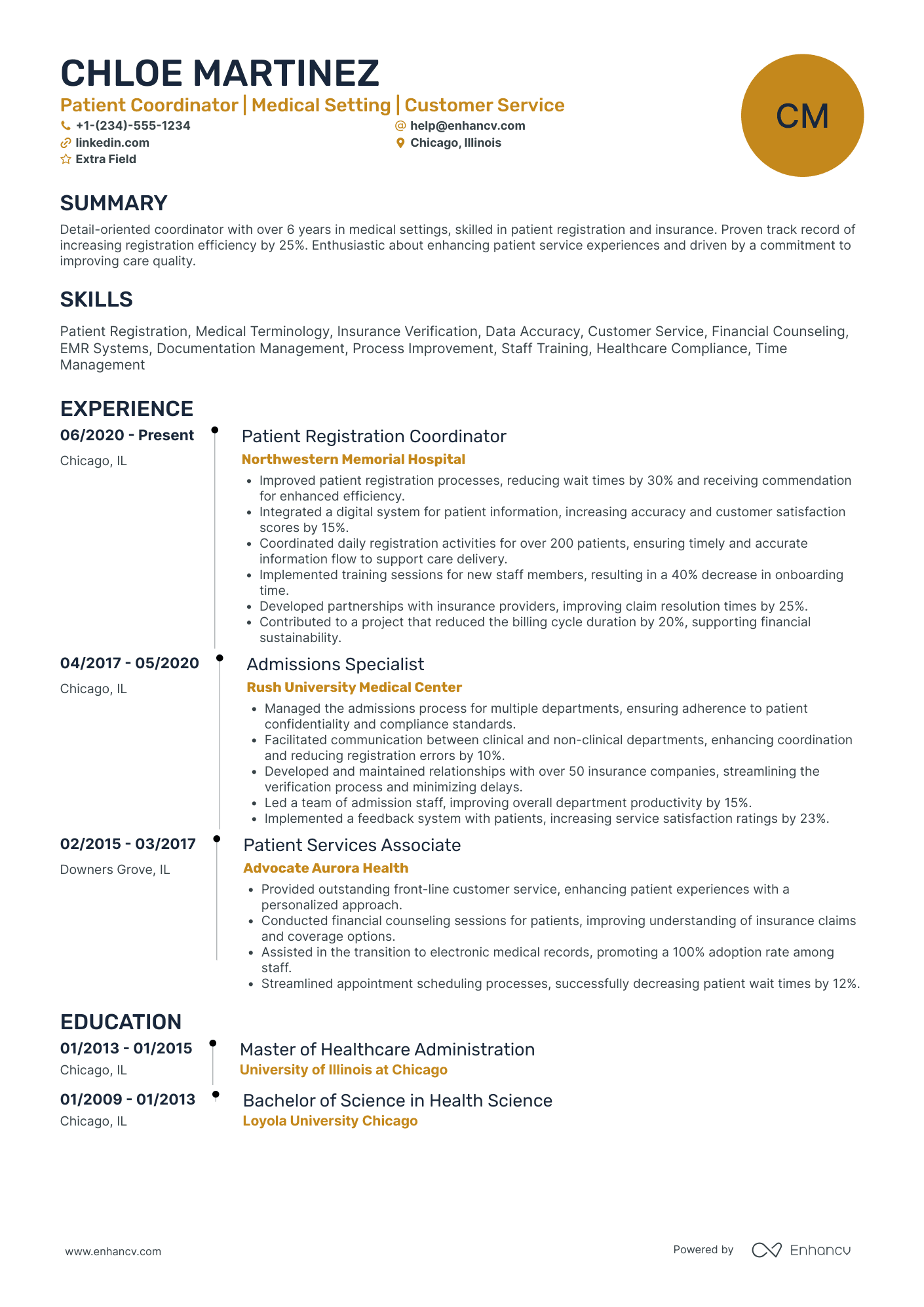 Senior Patient Service Representative Resume Example