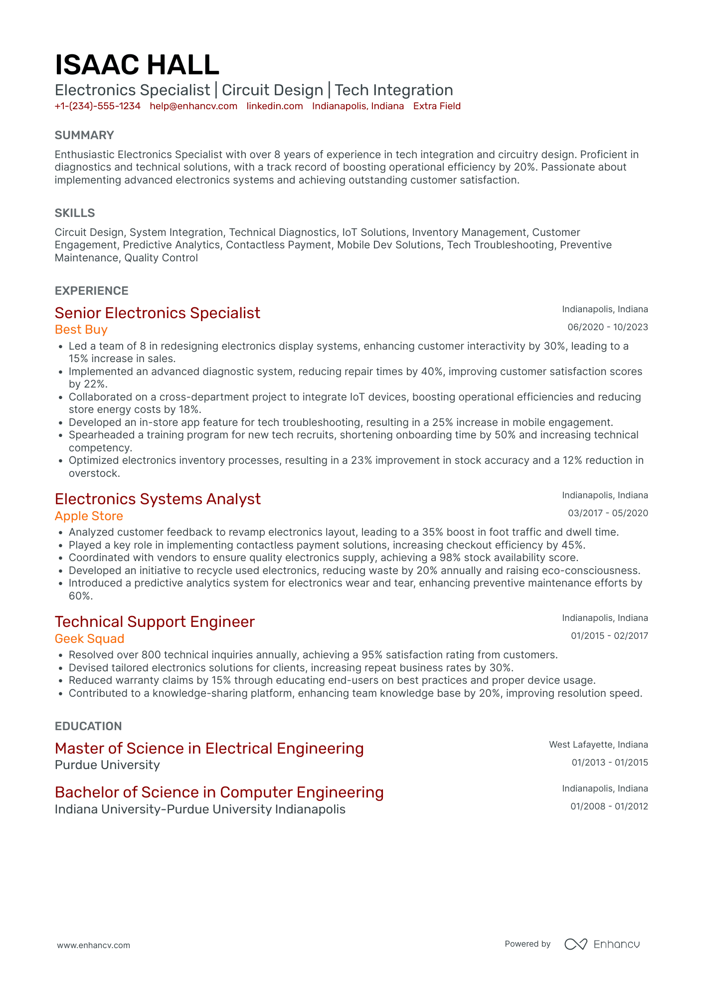 Target Electronics Specialist Resume Example