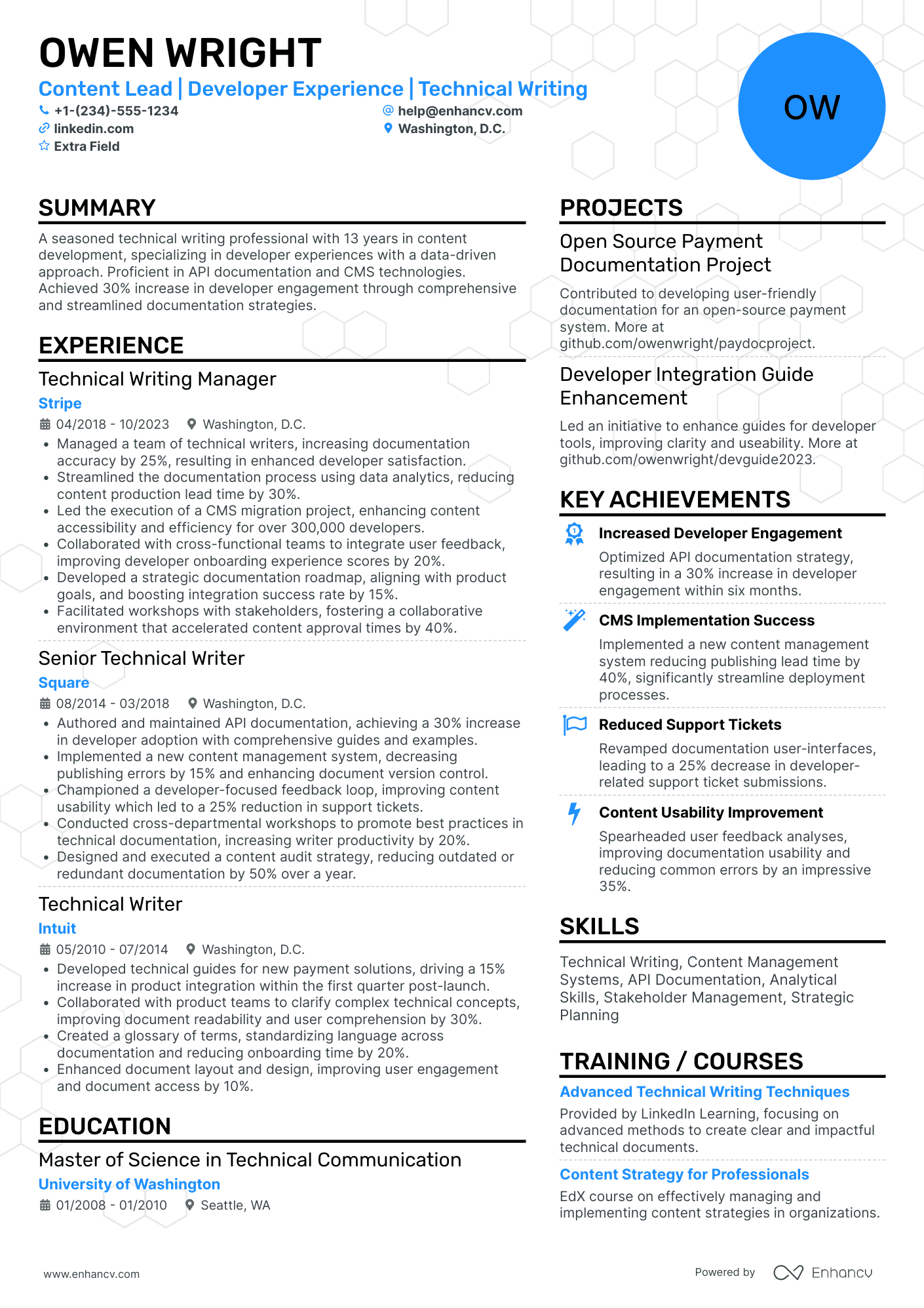 Lead Technical Writer Resume Example