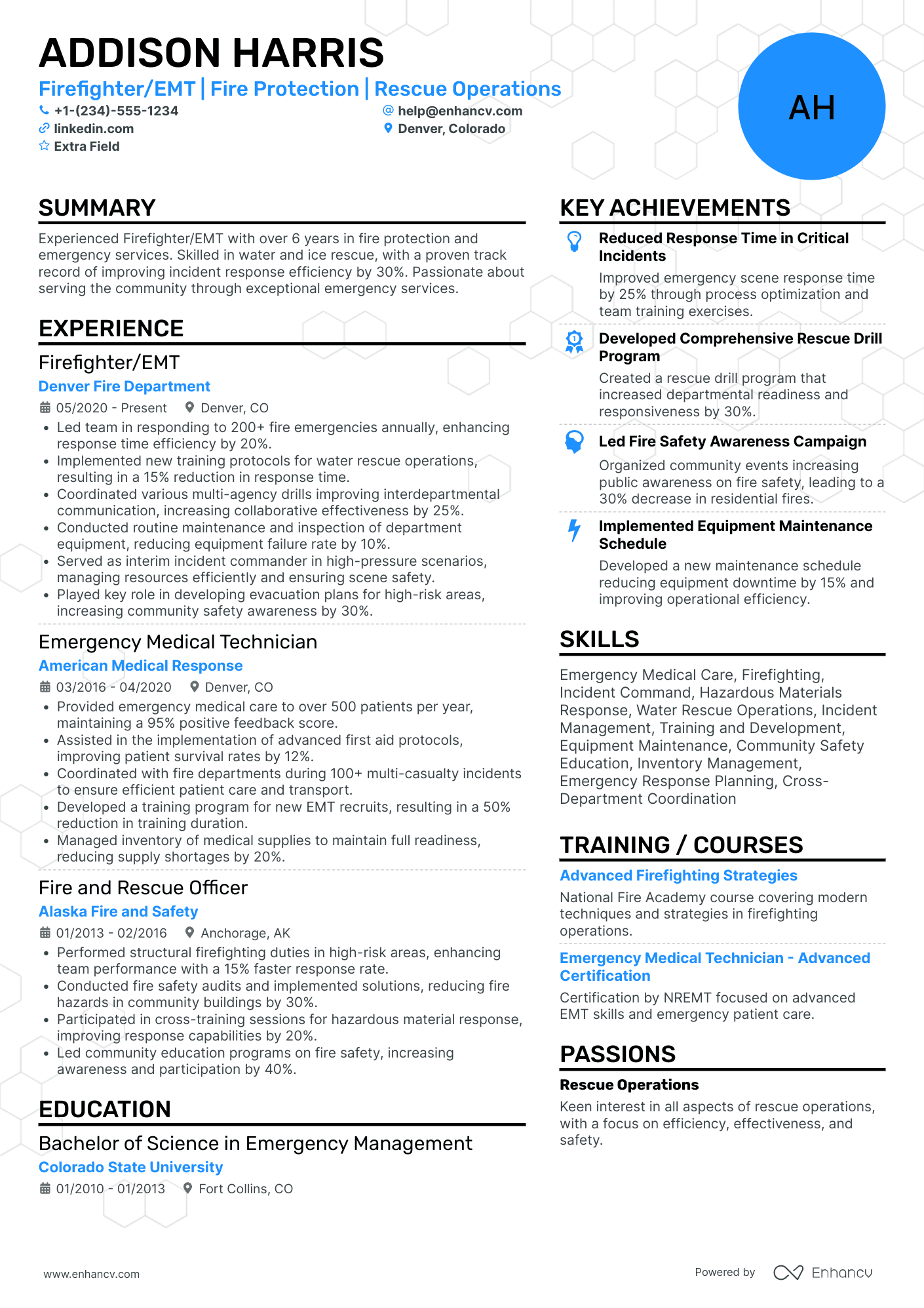 Firefighter EMT Resume Example