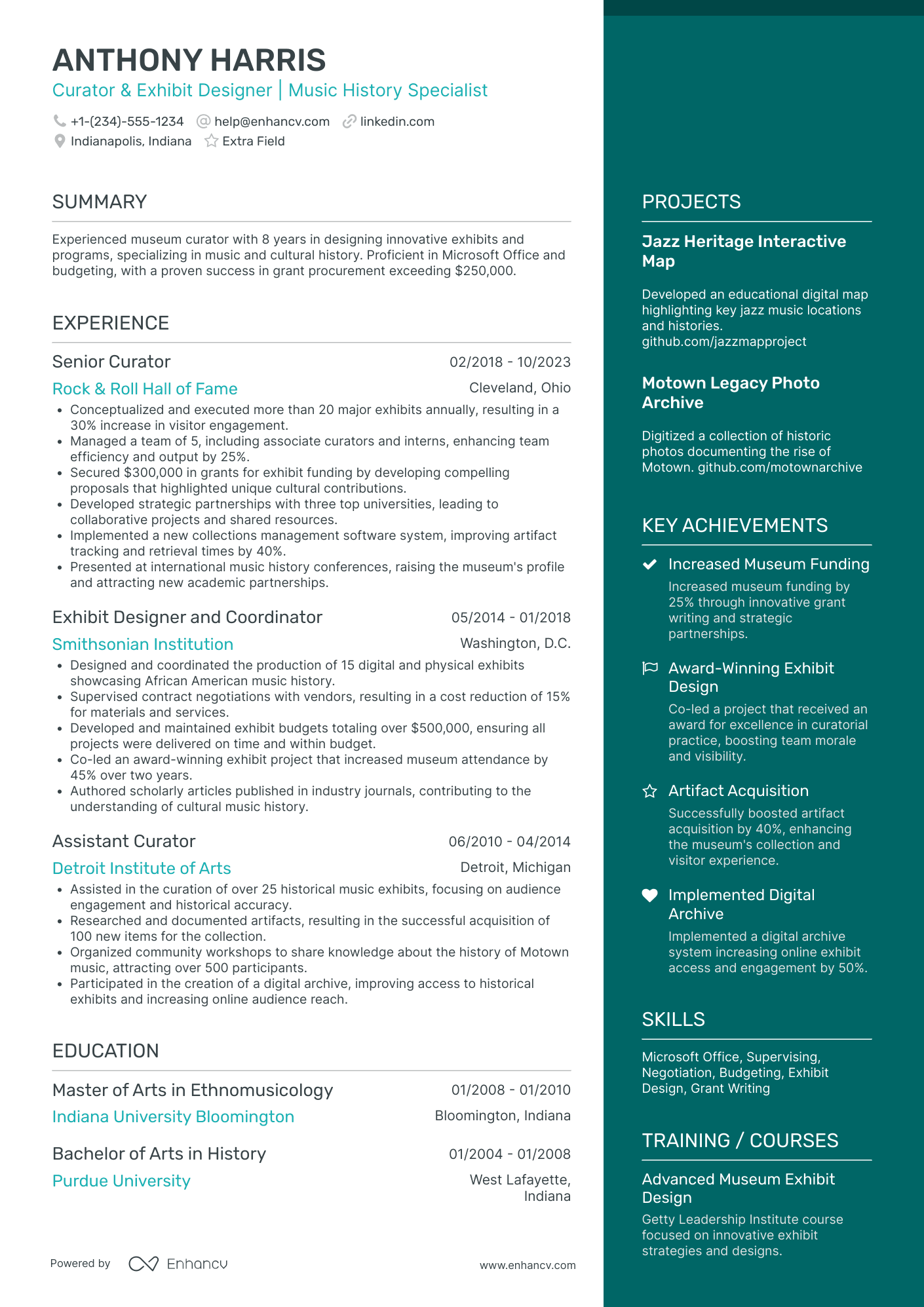 Spotify Music Curator Resume Example