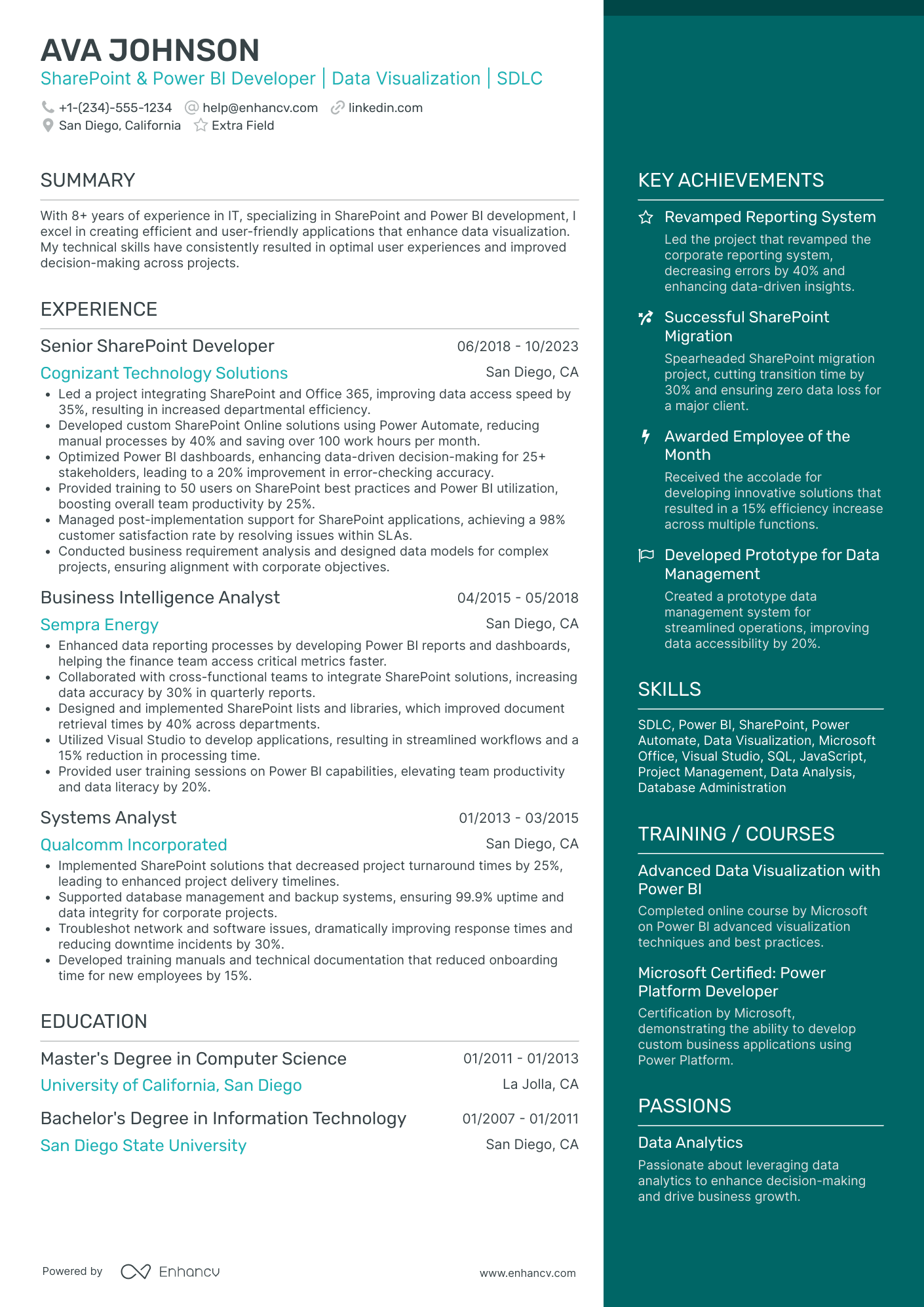 Entry Level Power BI Developer Resume Example