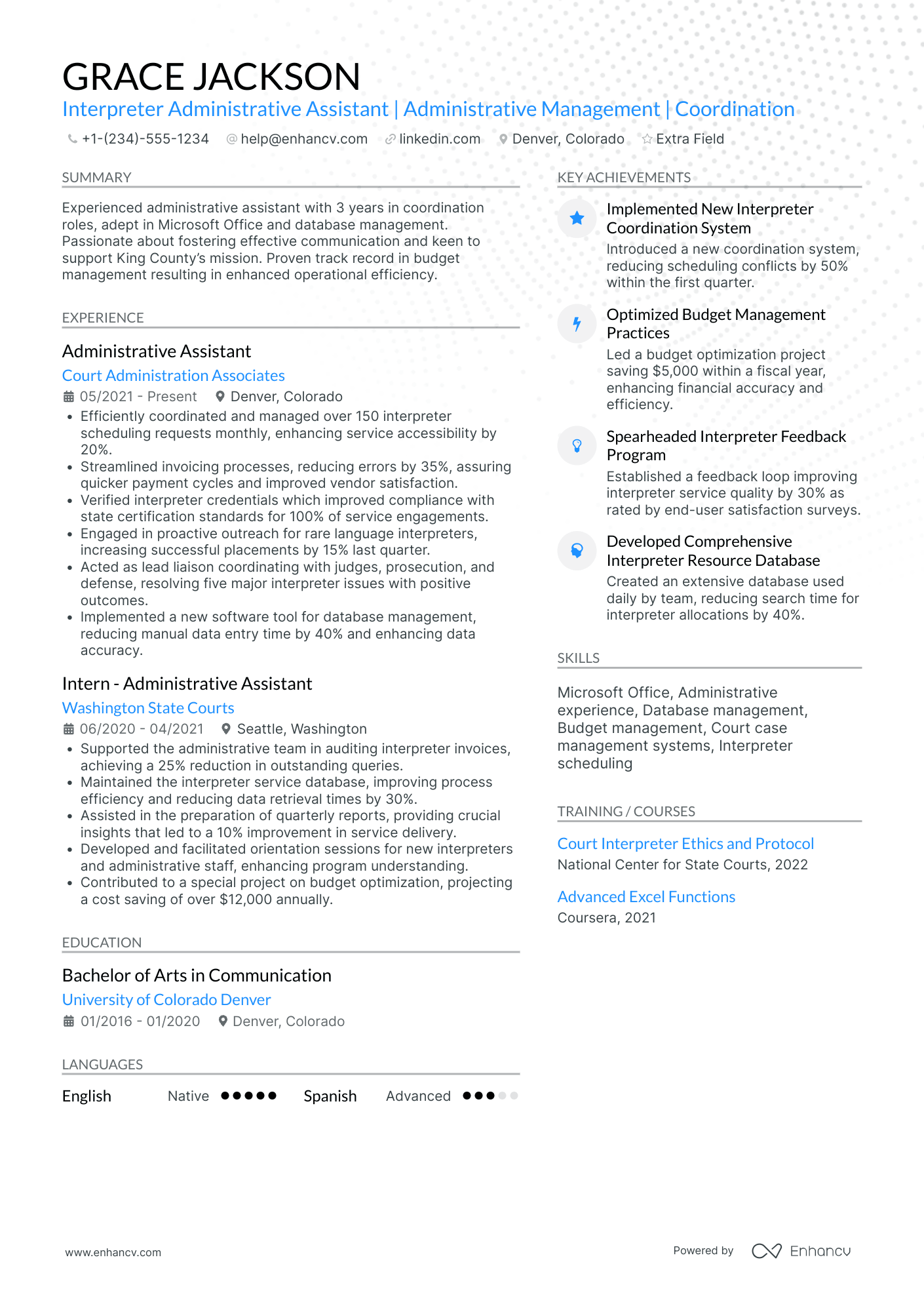 Junior Interpreter Resume Example