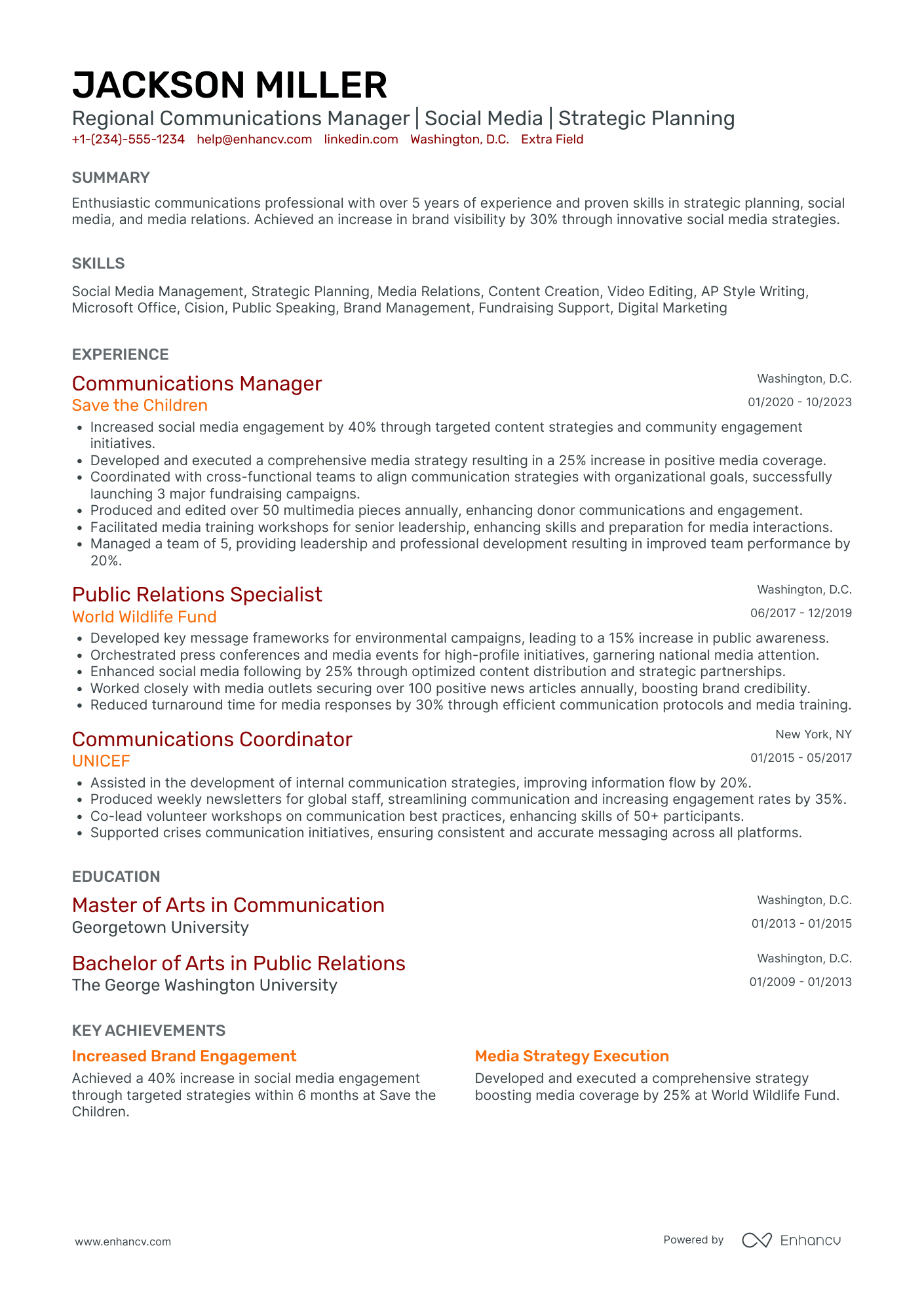 Non Profit Communications Director Resume Example