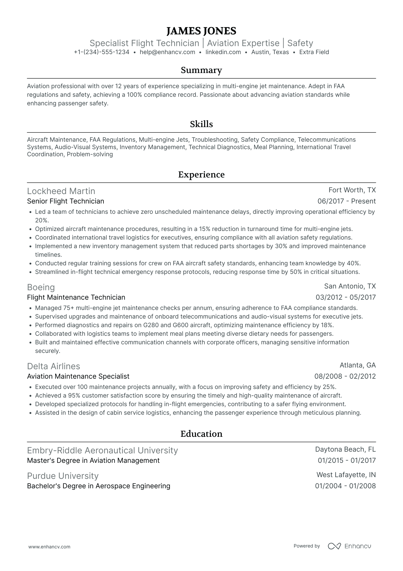 Executive Flight Attendant Resume Example