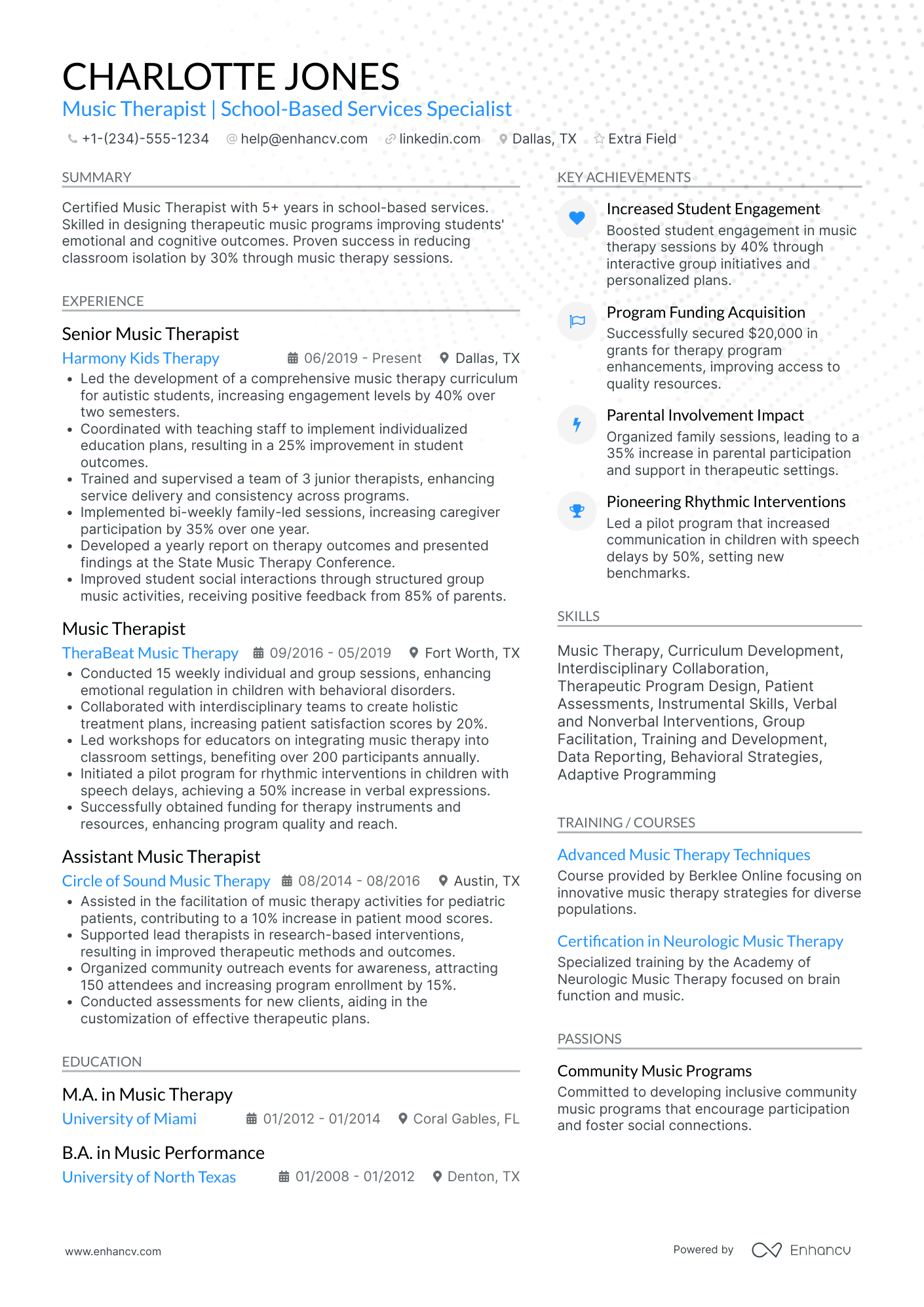 Music Therapist Musician Resume Example