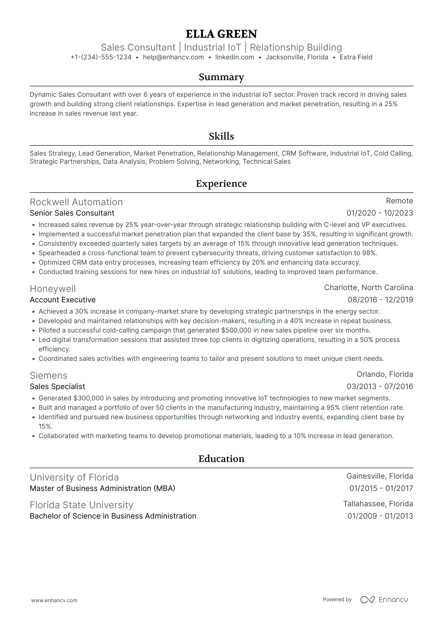 Life Insurance Sales Consultant Resume Example