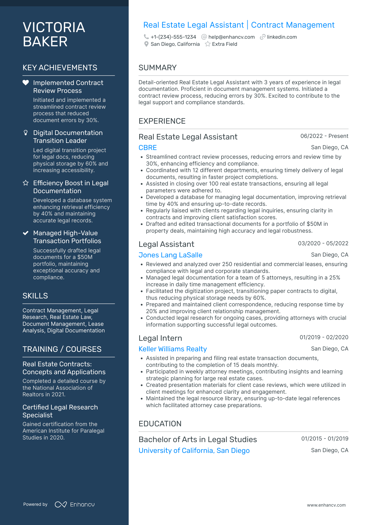 Real Estate Legal Assistant Resume Example