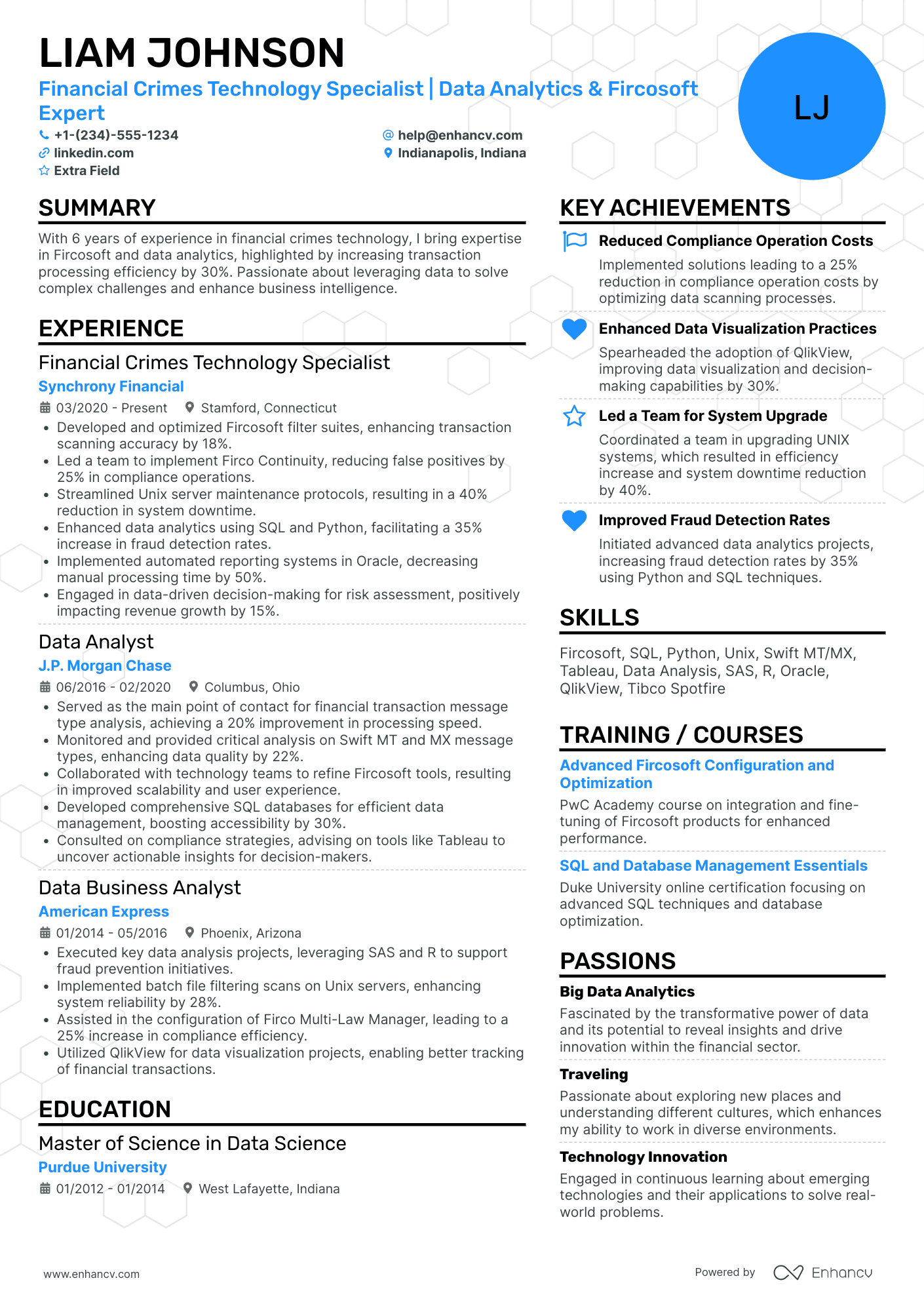 PwC Financial Services Analyst Resume Example