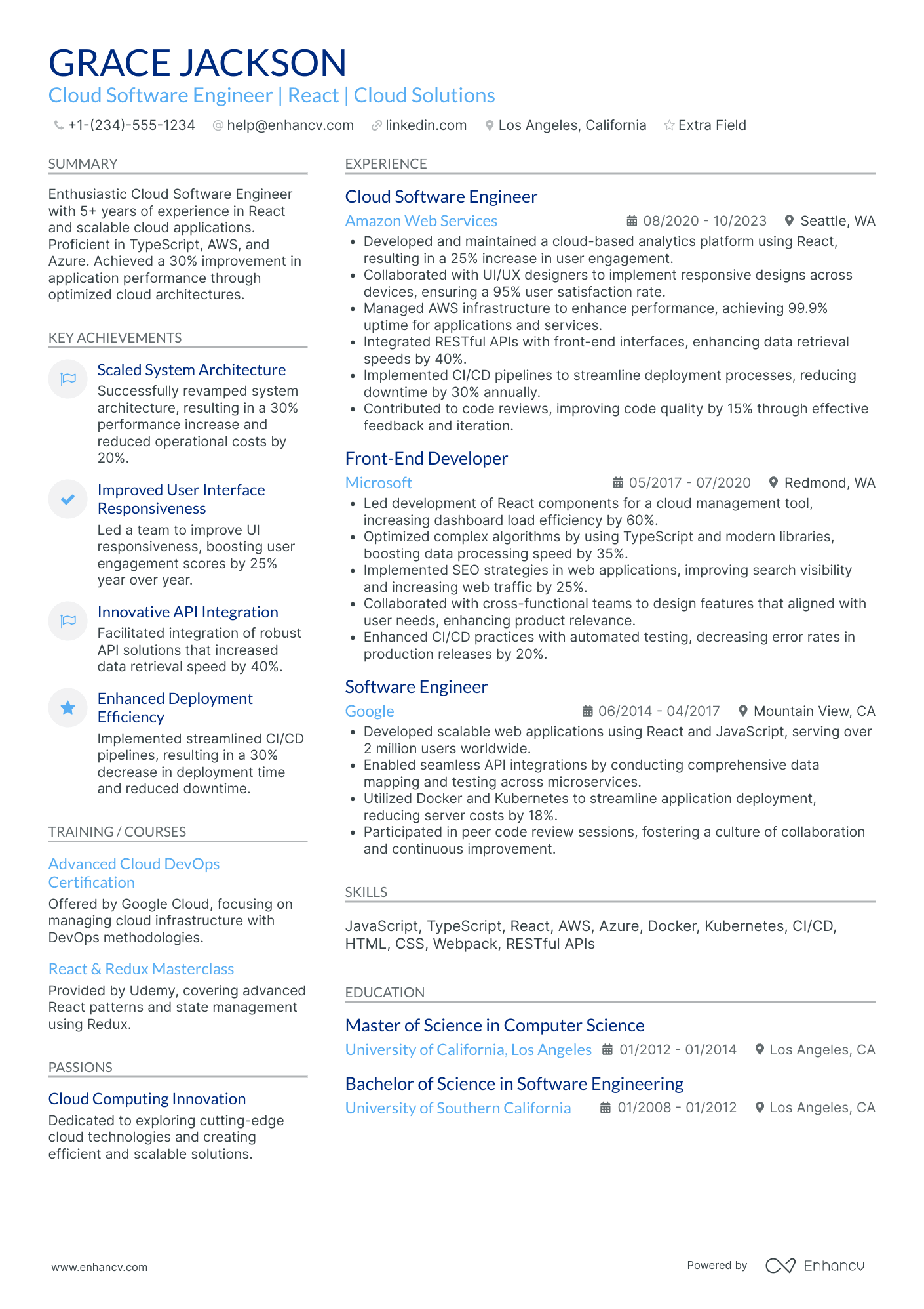 Front End Web Designer Resume Example