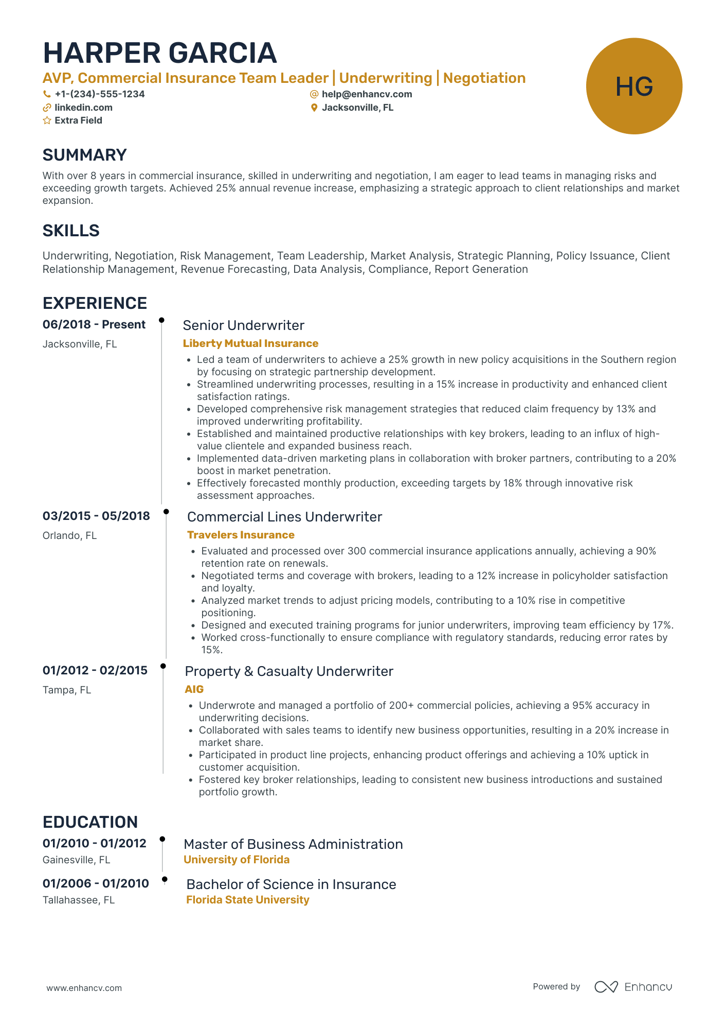 Insurance Sales Team Leader Resume Example