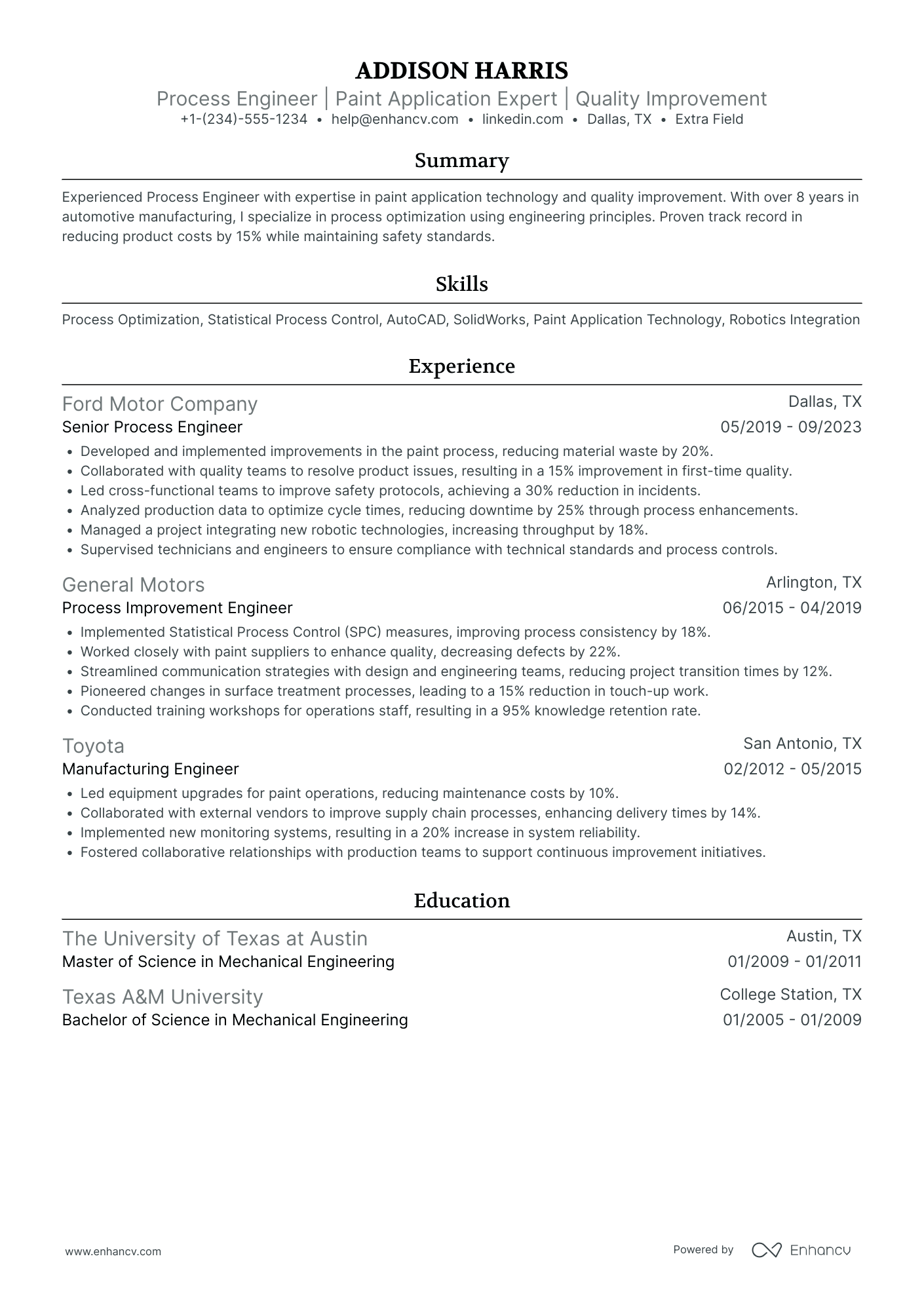 Application Process Engineer Resume Example