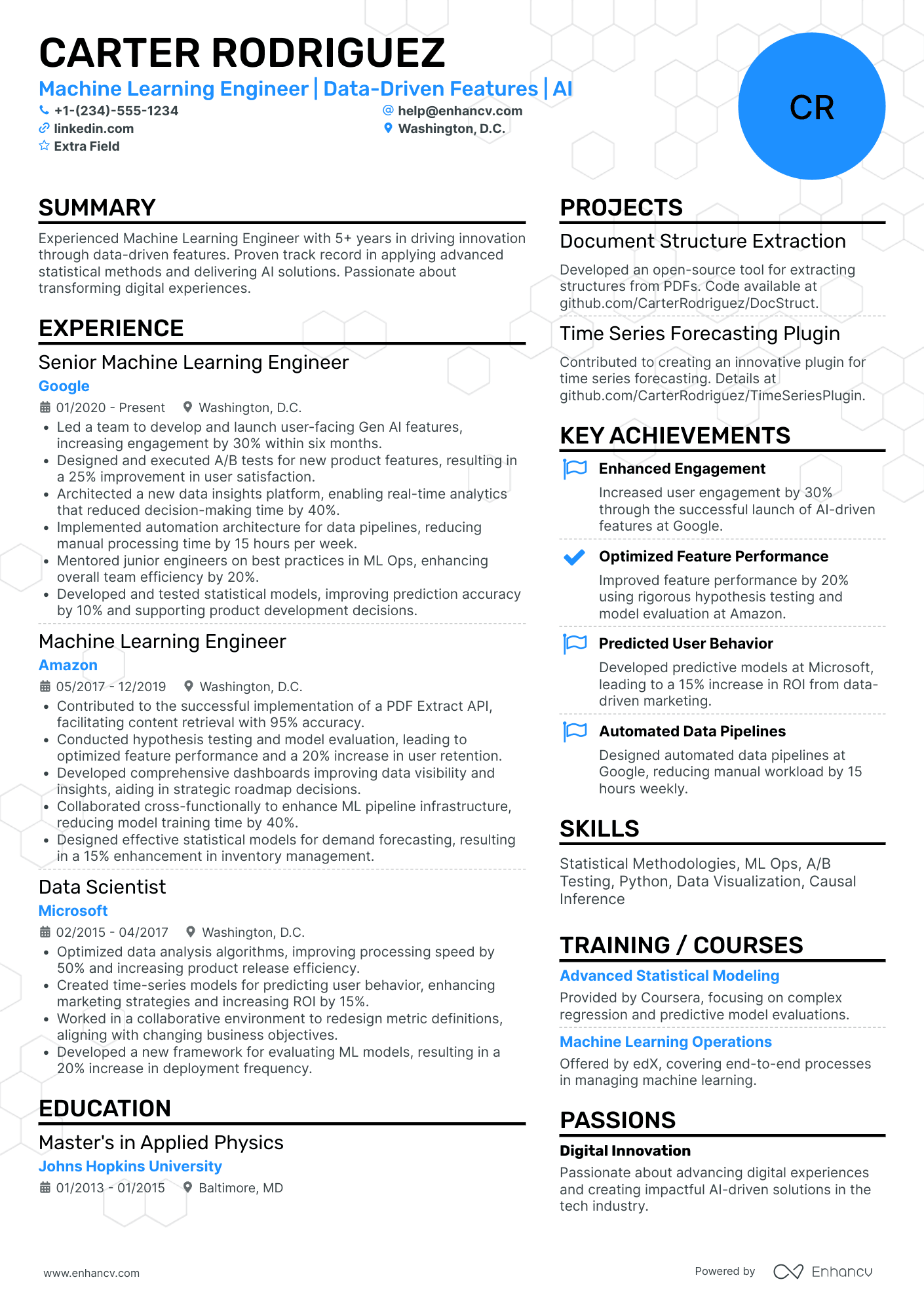 Principal Machine Learning Engineer Resume Example