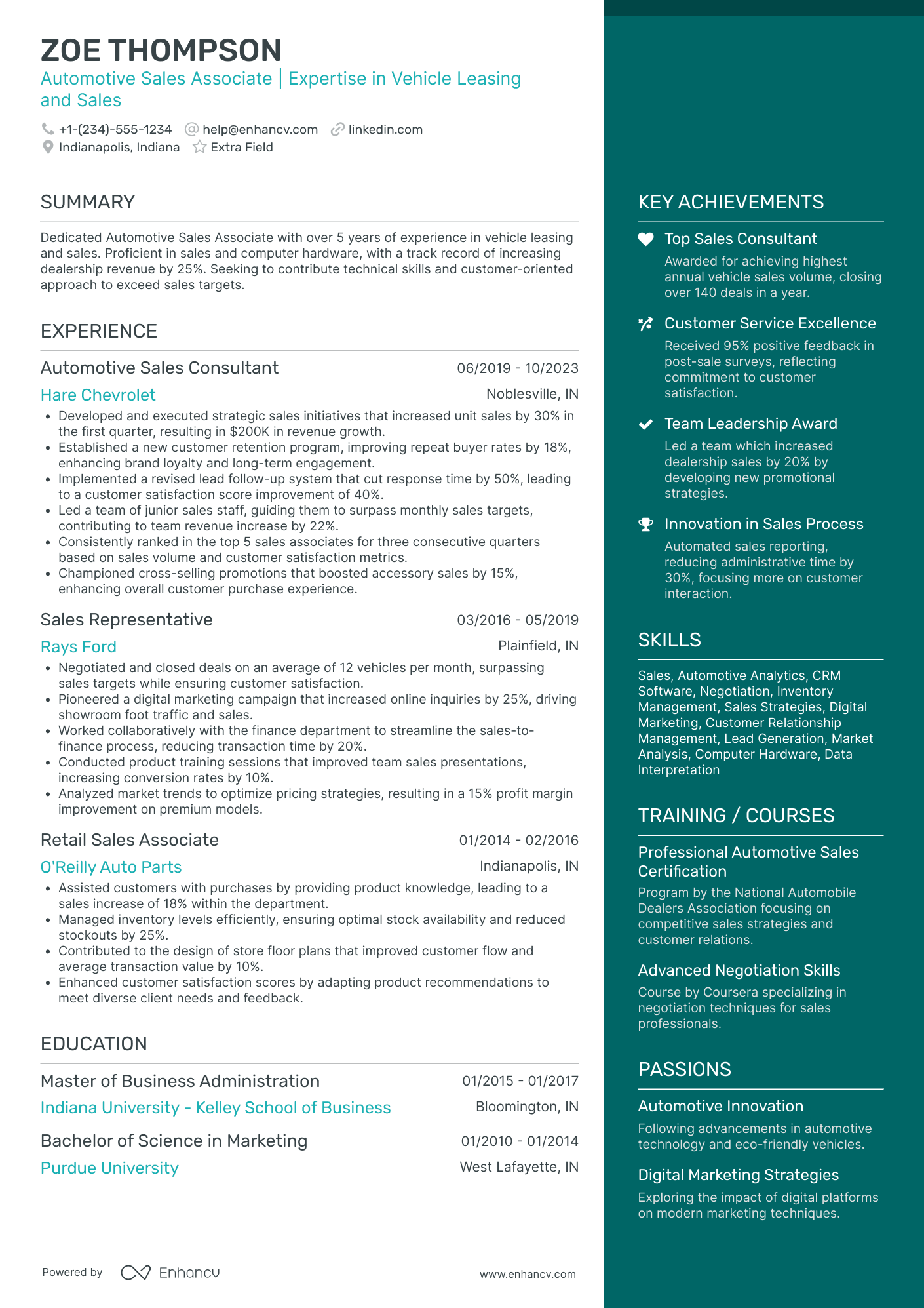 Automotive Sales Associate Resume Example