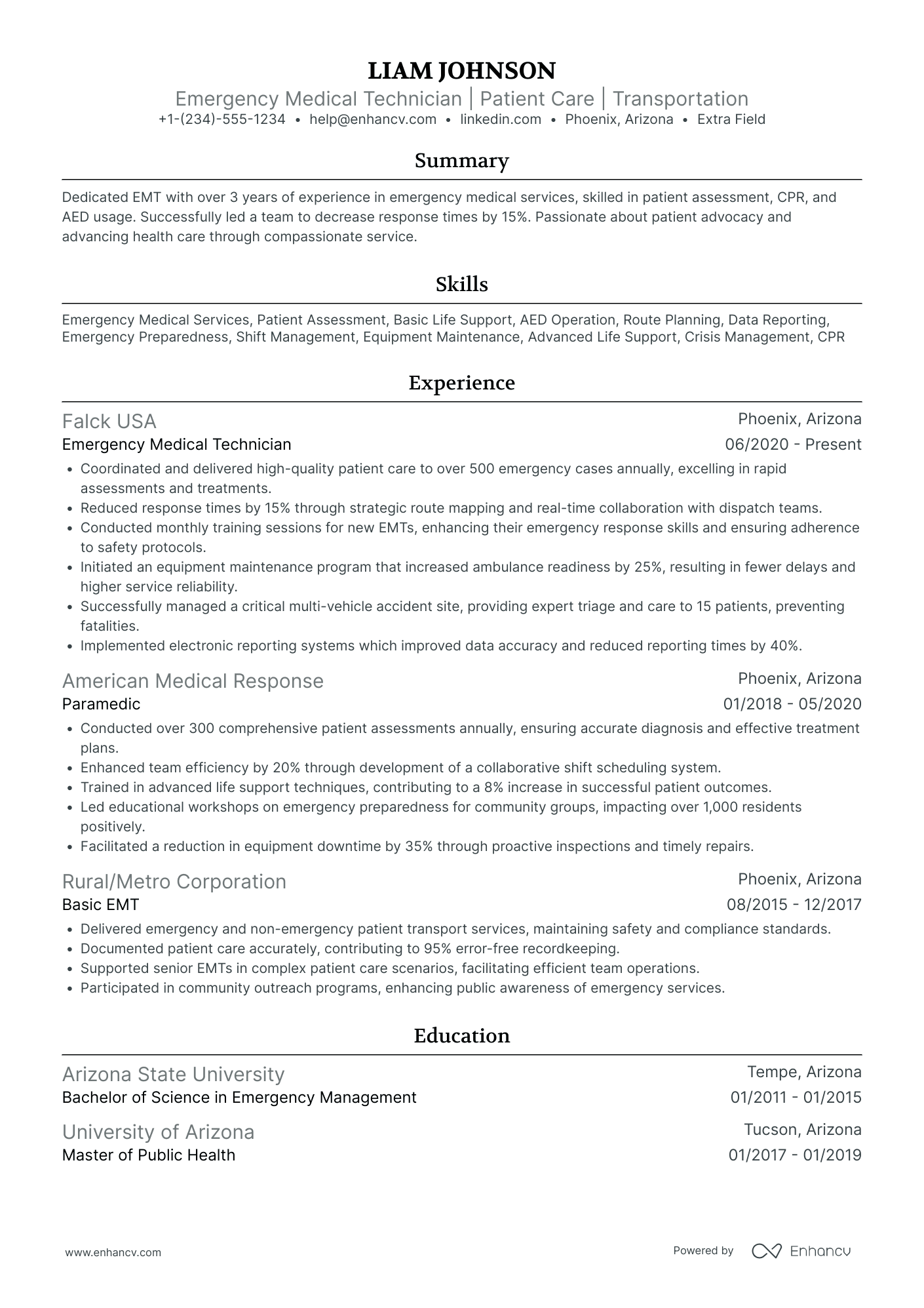 Flight EMT Resume Example