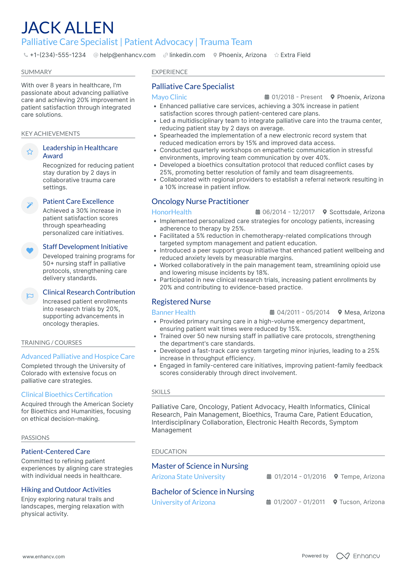 Palliative Caregiver Resume Example