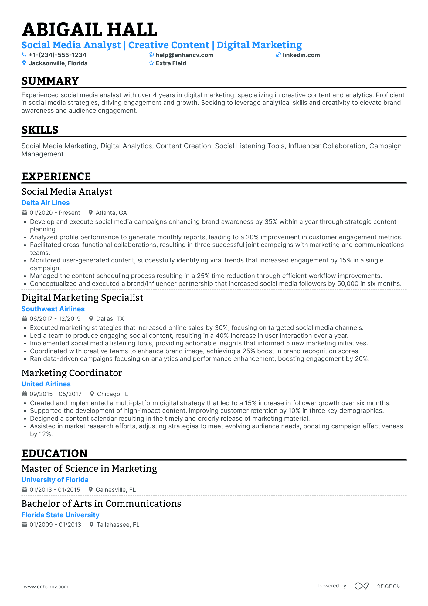 iOS Developer, Social Media Resume Example