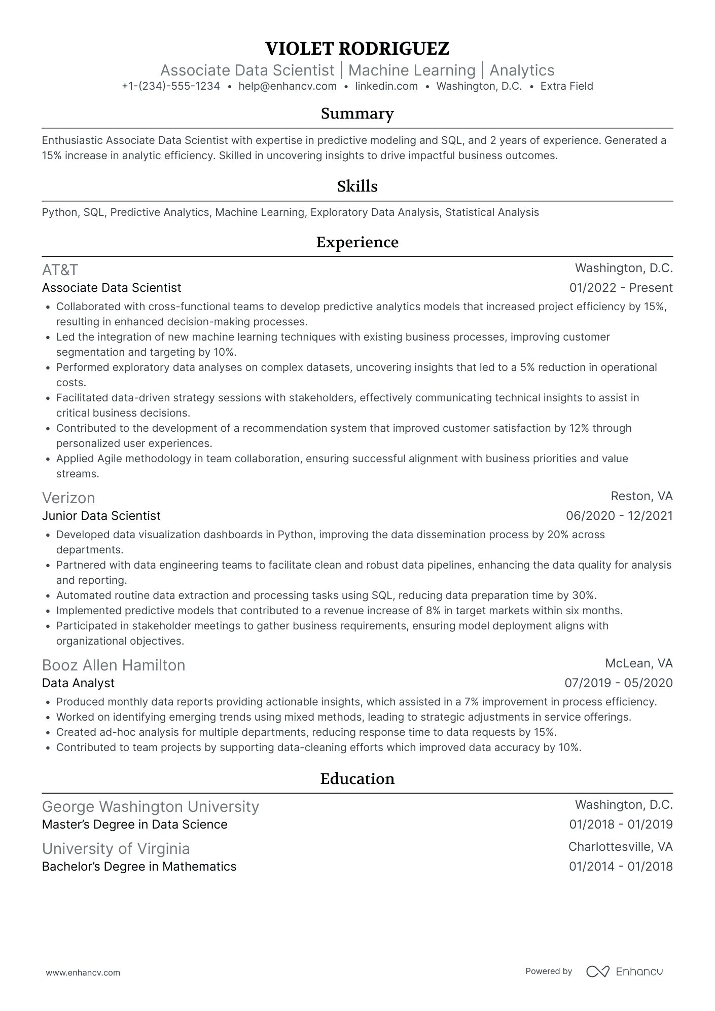 Associate Big Data Engineer Resume Example