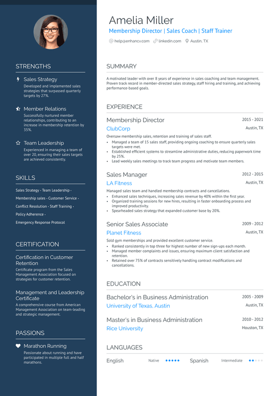 Gym Assistant Manager Resume Example