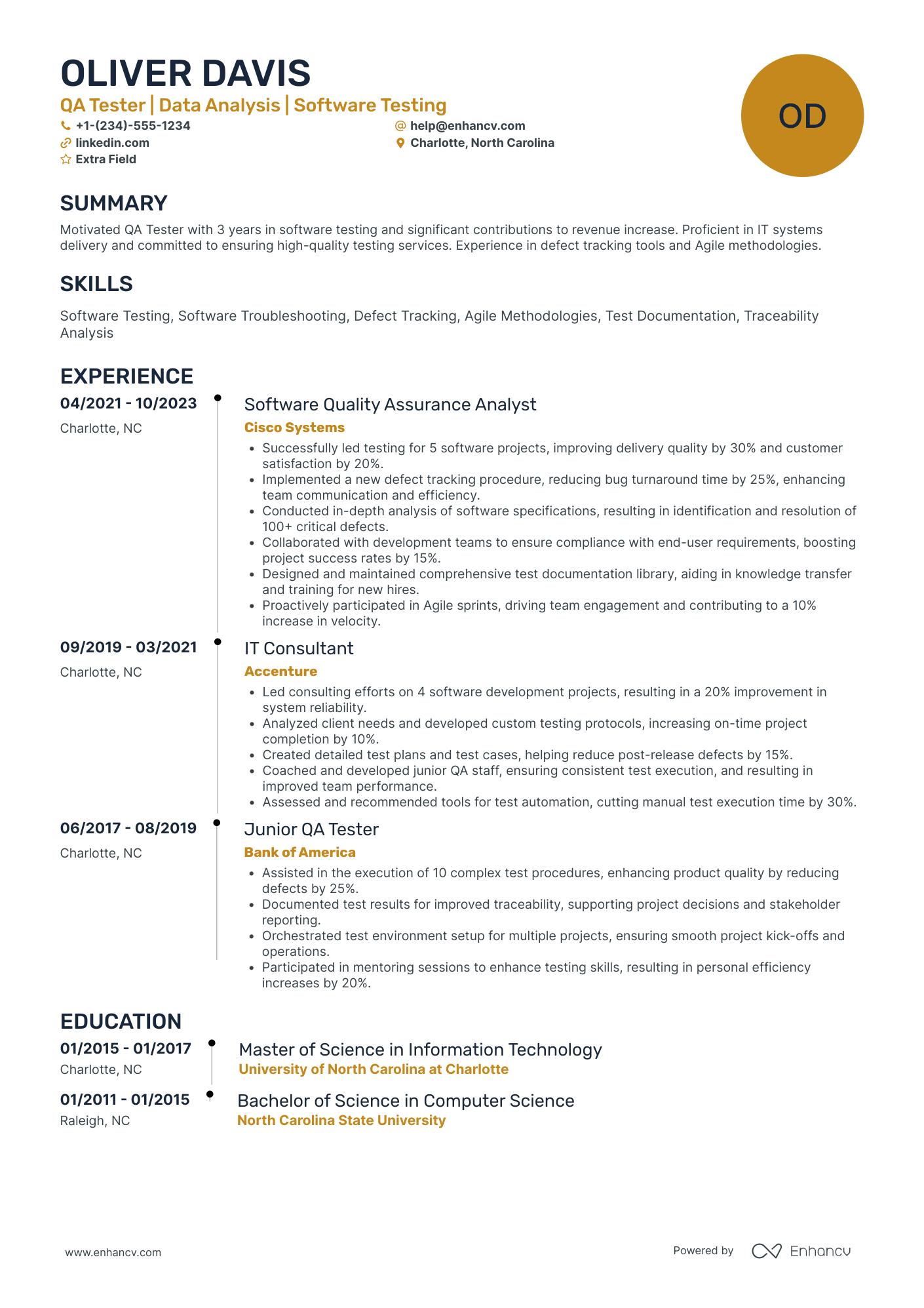 IT Quality Assurance Tester Resume Example