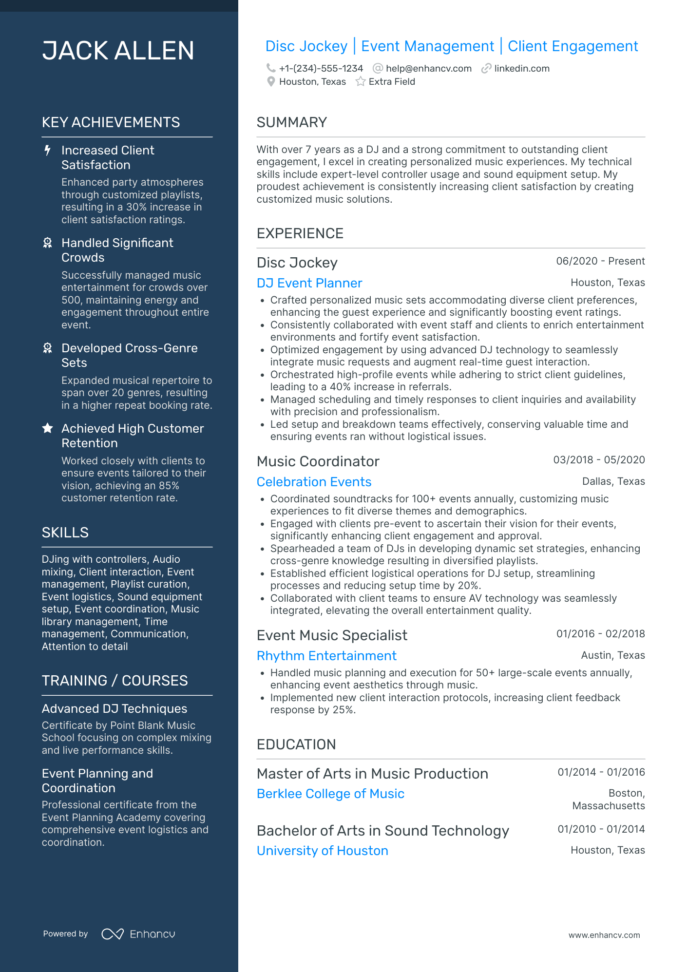 DJ Promoter Resume Example