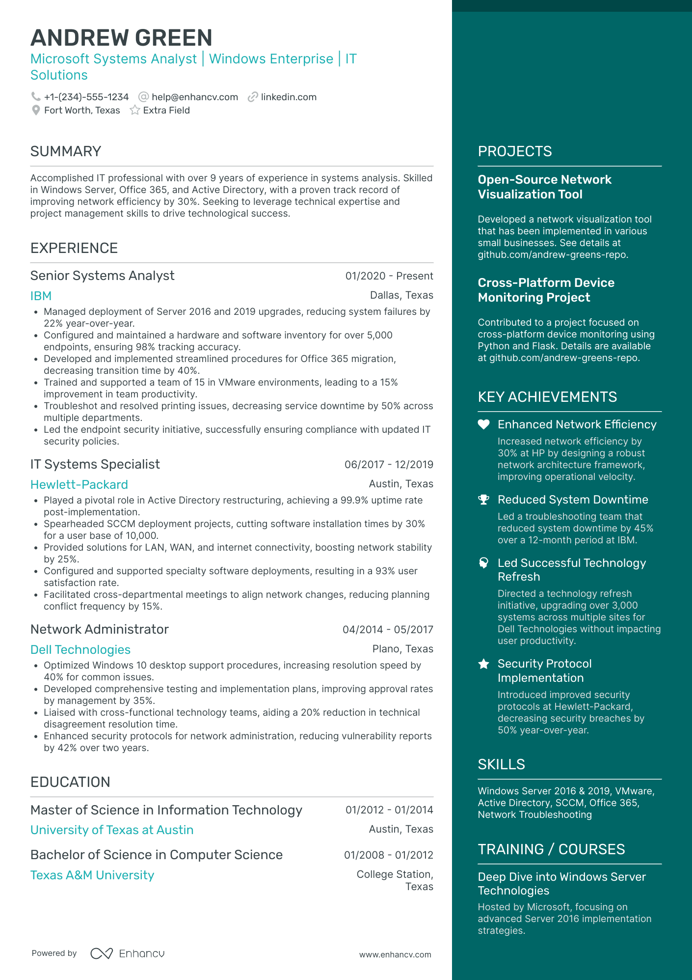 Microsoft Technology Associate Resume Example