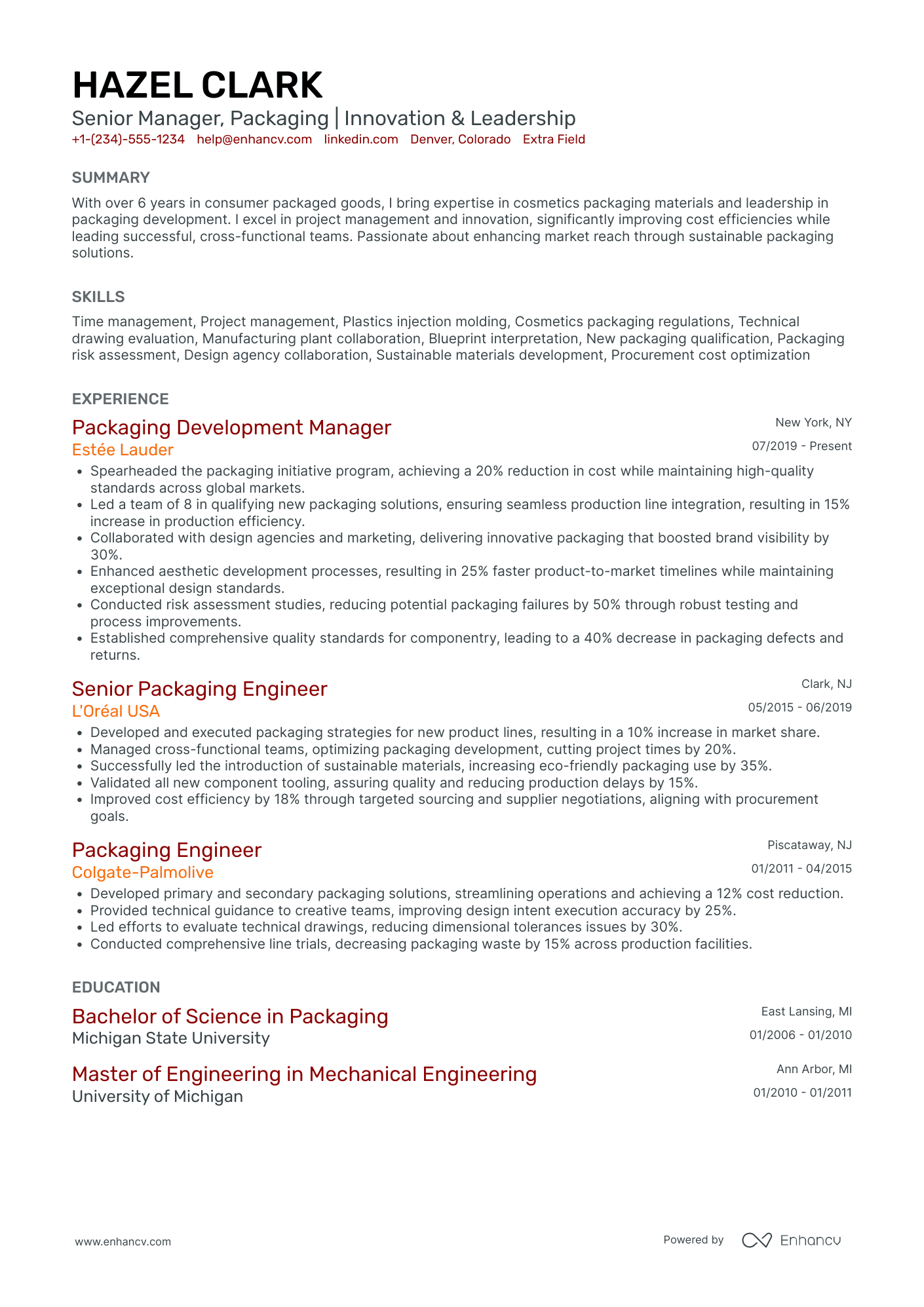 Industrial Design Supervisor Resume Example