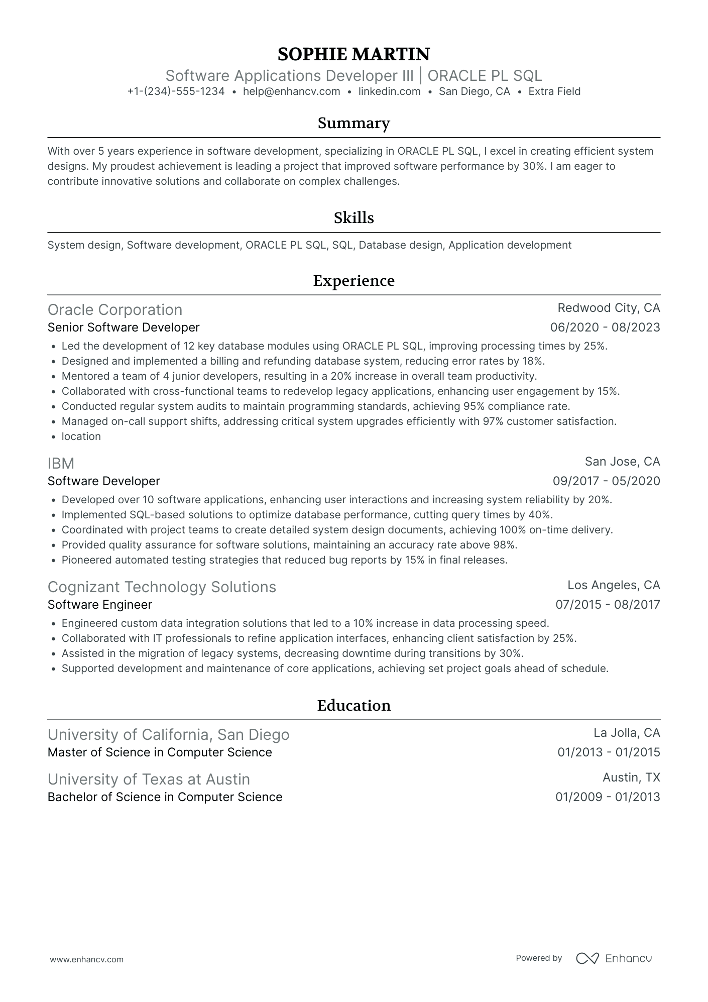 SQL Developer Tester Resume Example