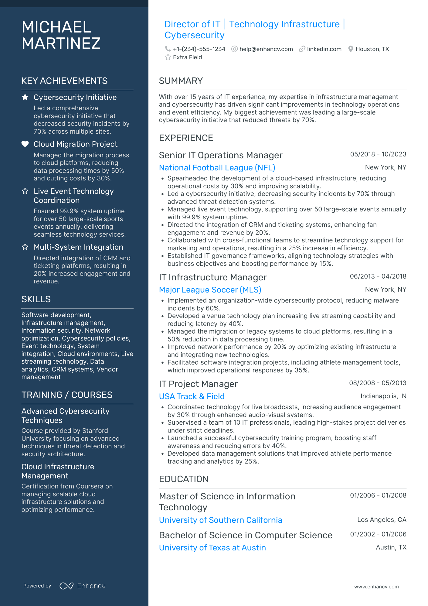 Associate IT Director Resume Example