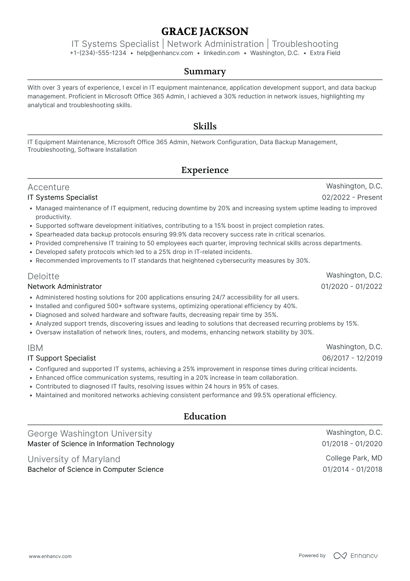 IT Network Administrator Resume Example