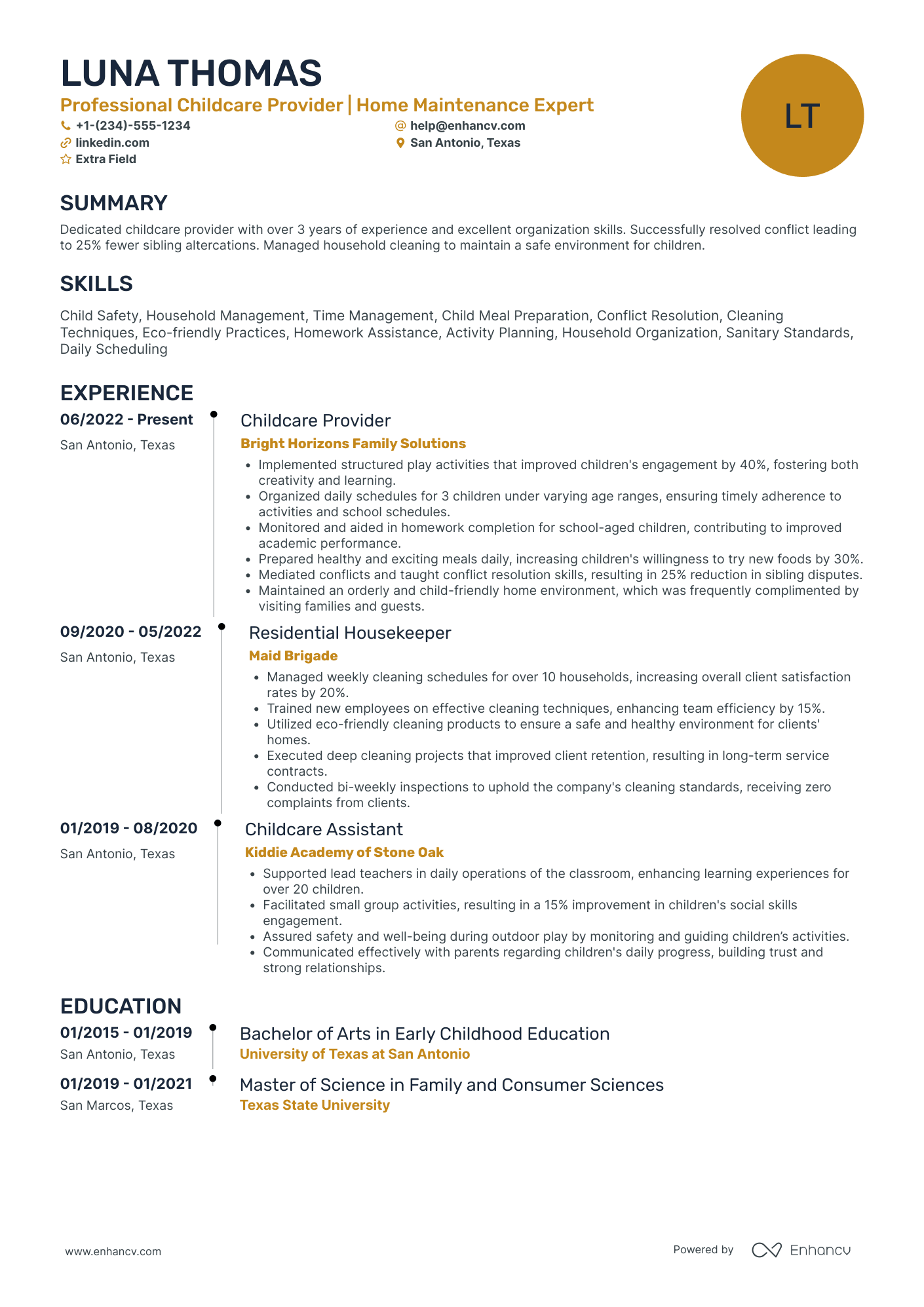 Live In Babysitter Resume Example