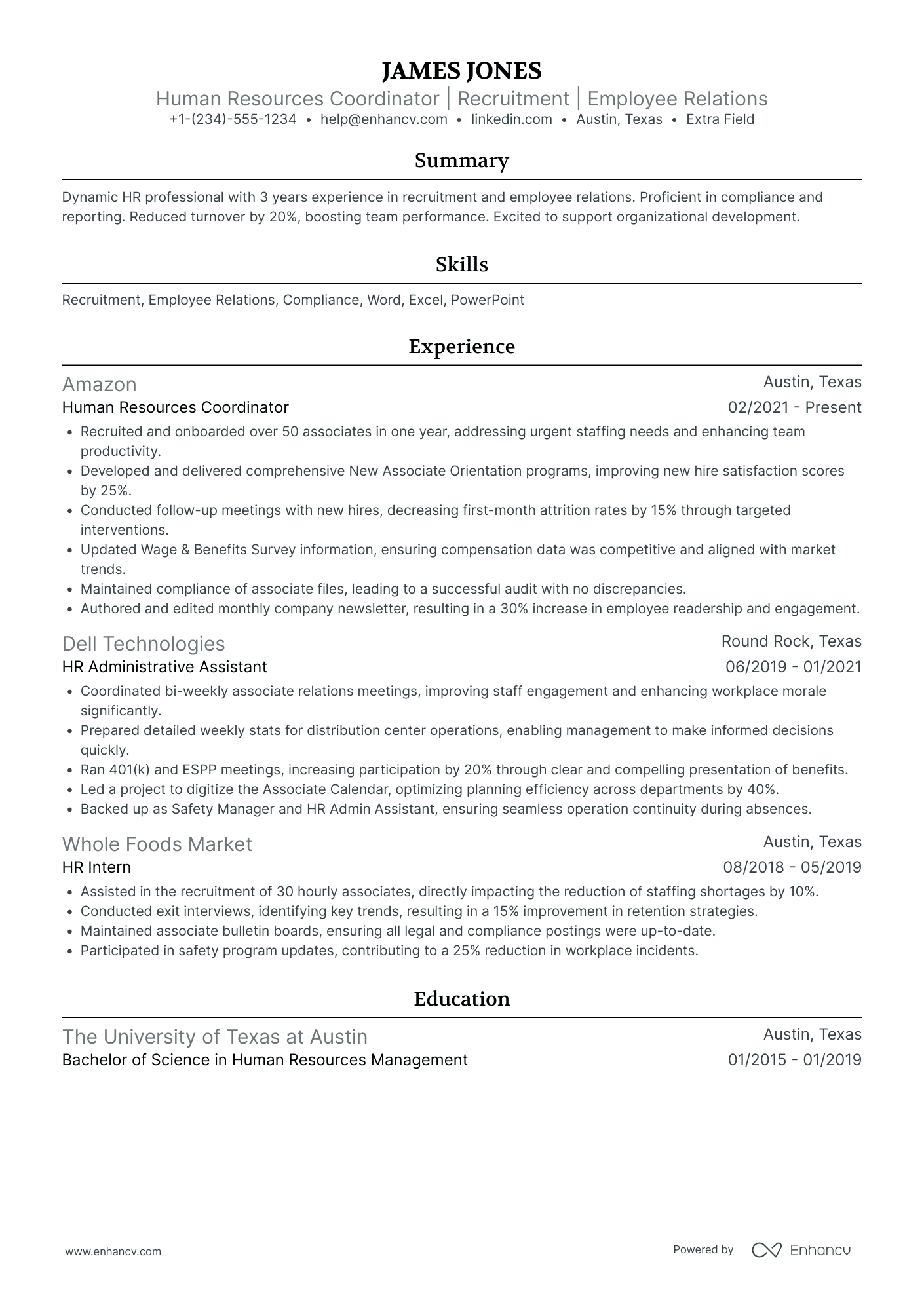 HR Assistant Manager Resume Example