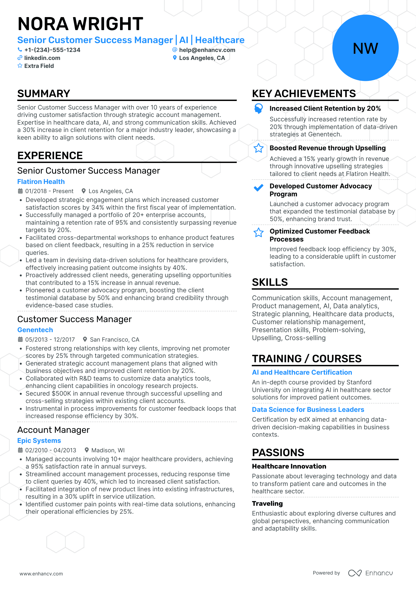 Senior Customer Success Manager Resume Example