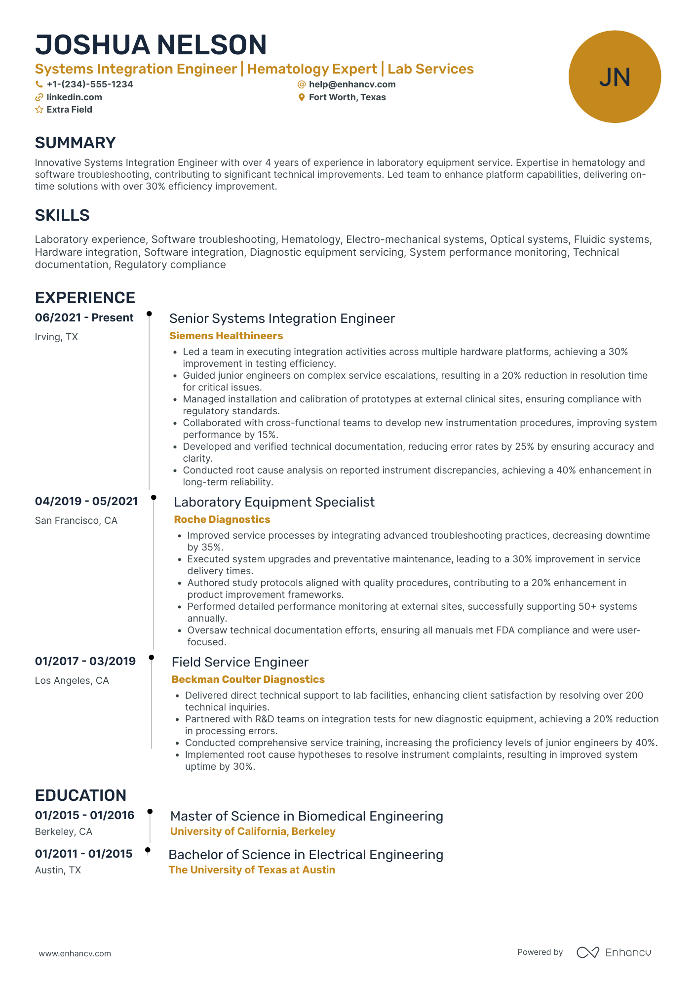 Systems Integration Engineer Resume Example