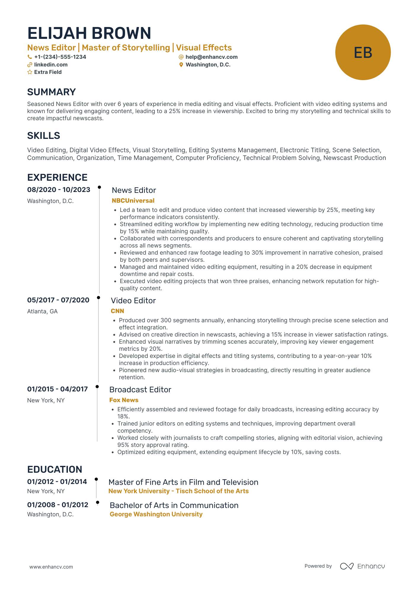 News Editor Resume Example