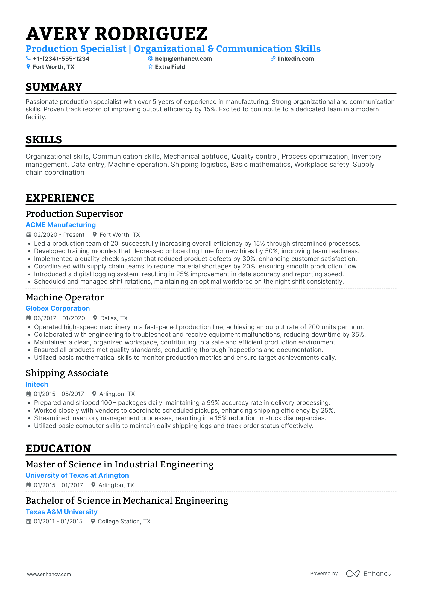 Factory Packaging Worker Resume Example