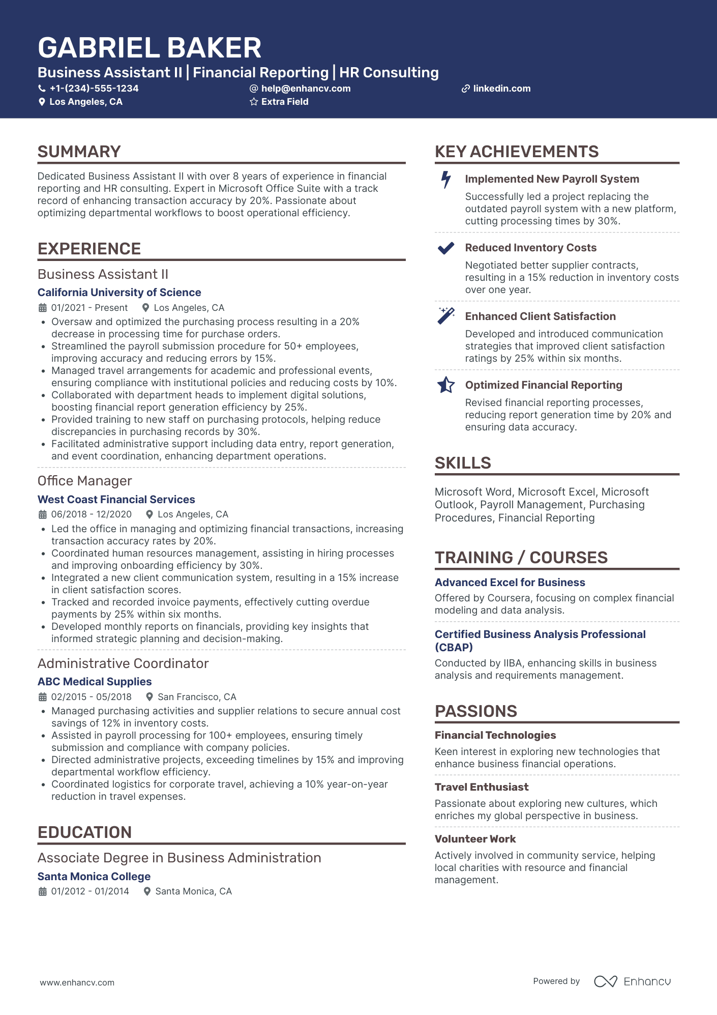 Office Assistant Specialist Resume Example