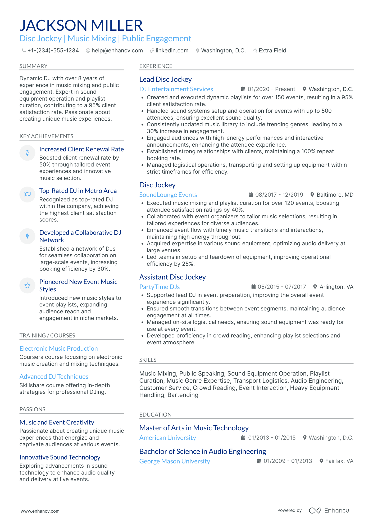 Mobile DJ Resume Example