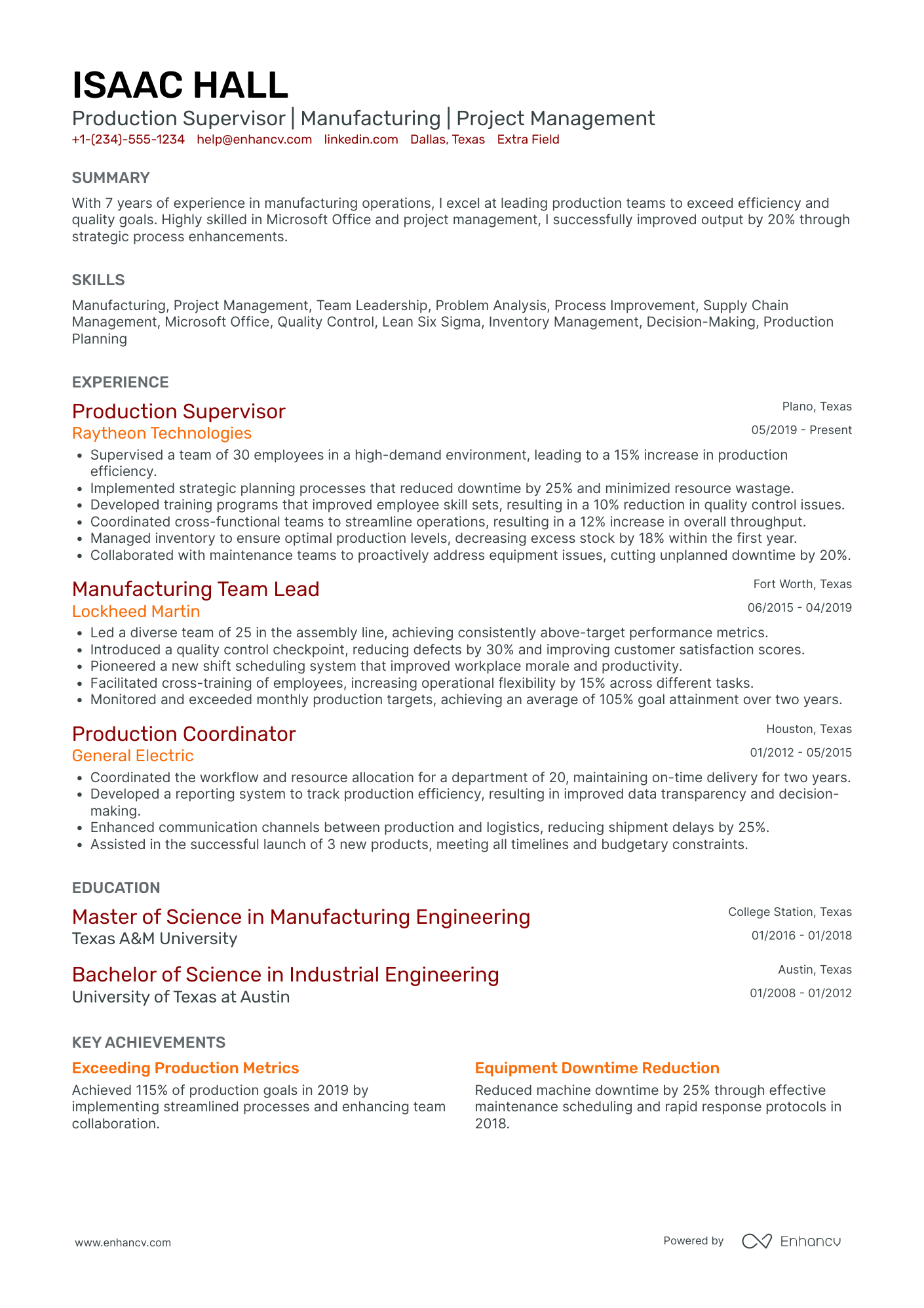 Factory Quality Control Worker Resume Example