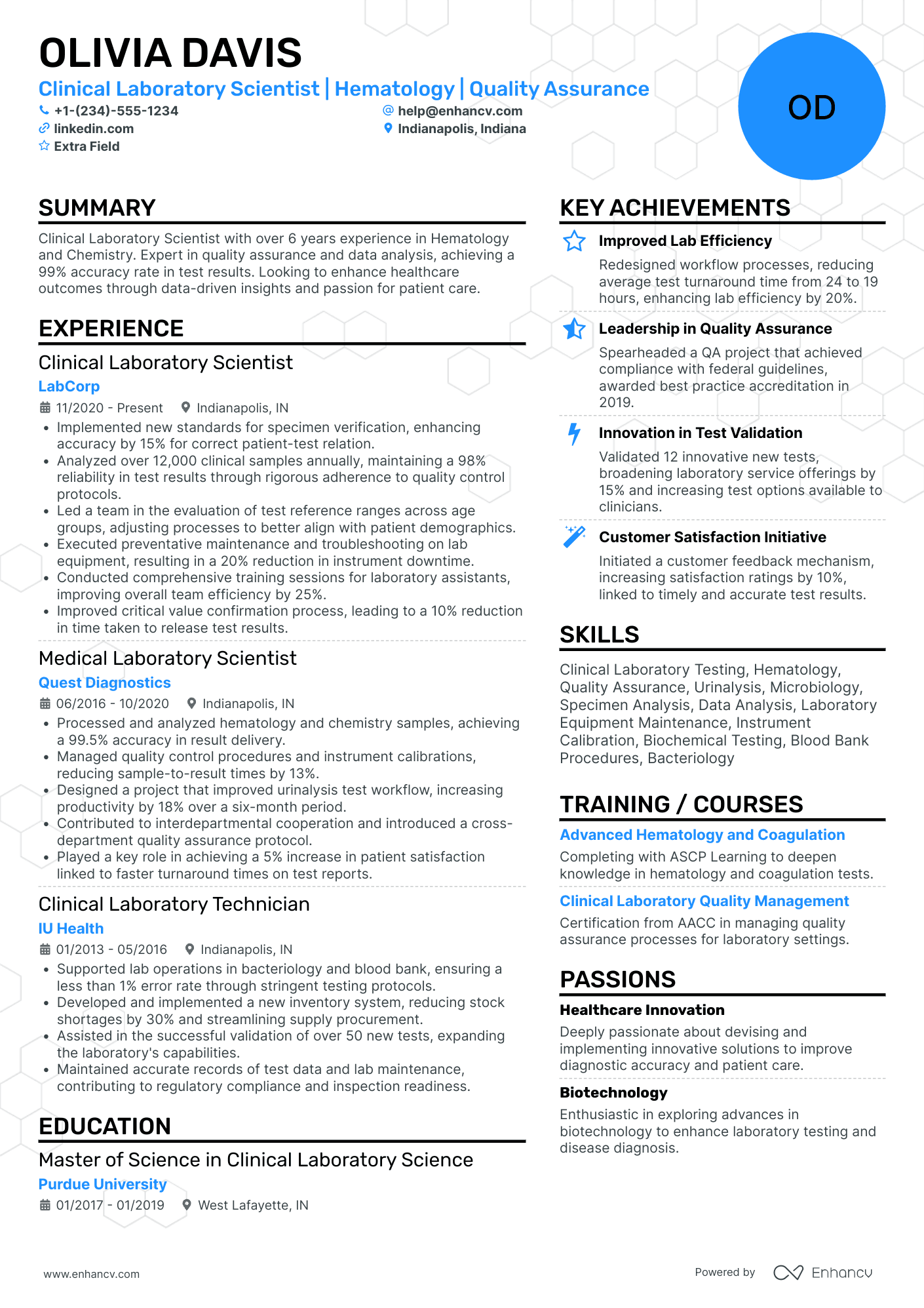 Clinical Laboratory Scientist Resume Example