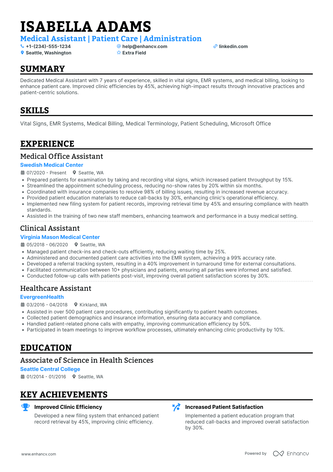 Medical Assistant Manager Resume Example