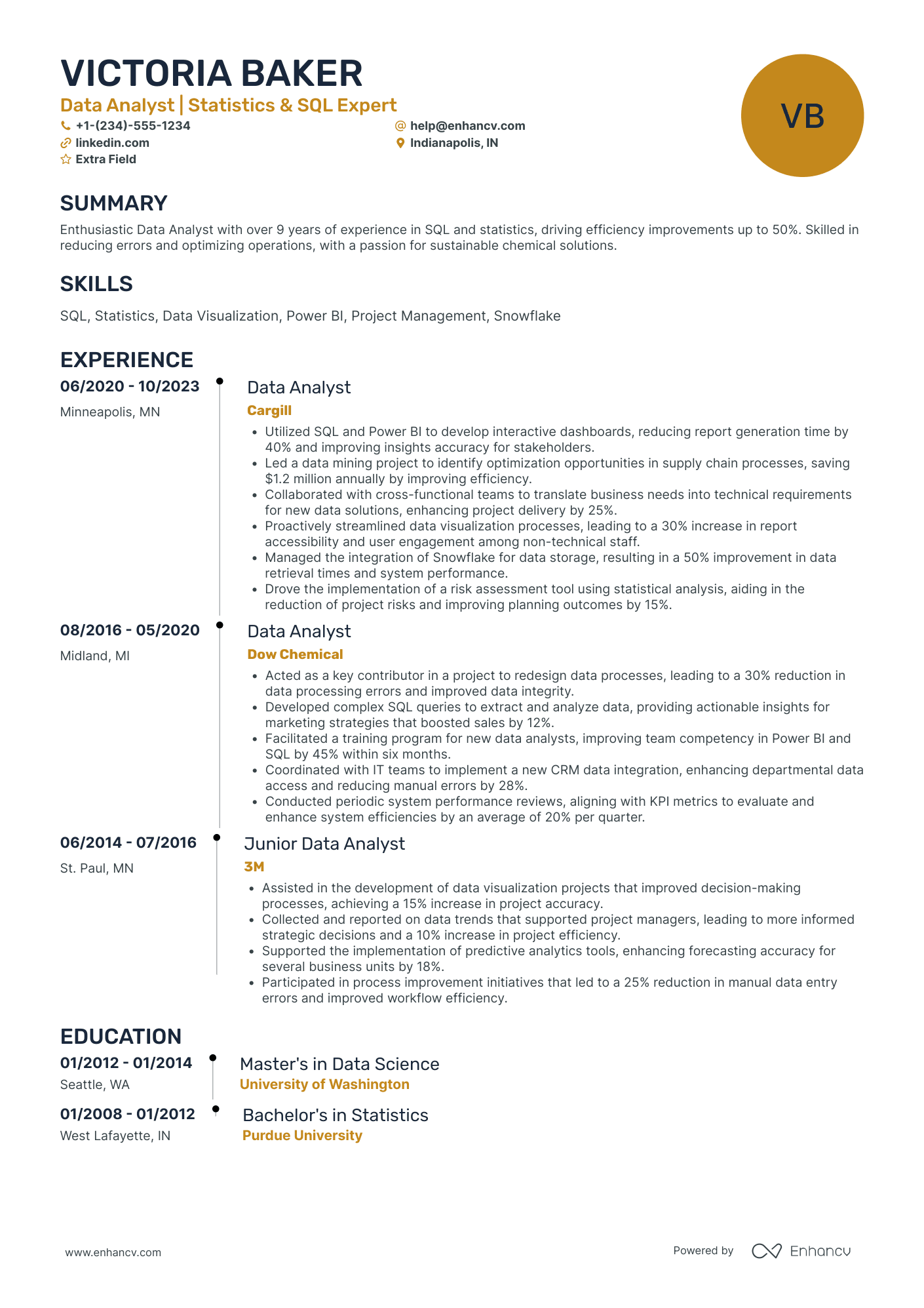 Business Data Analyst Resume Example