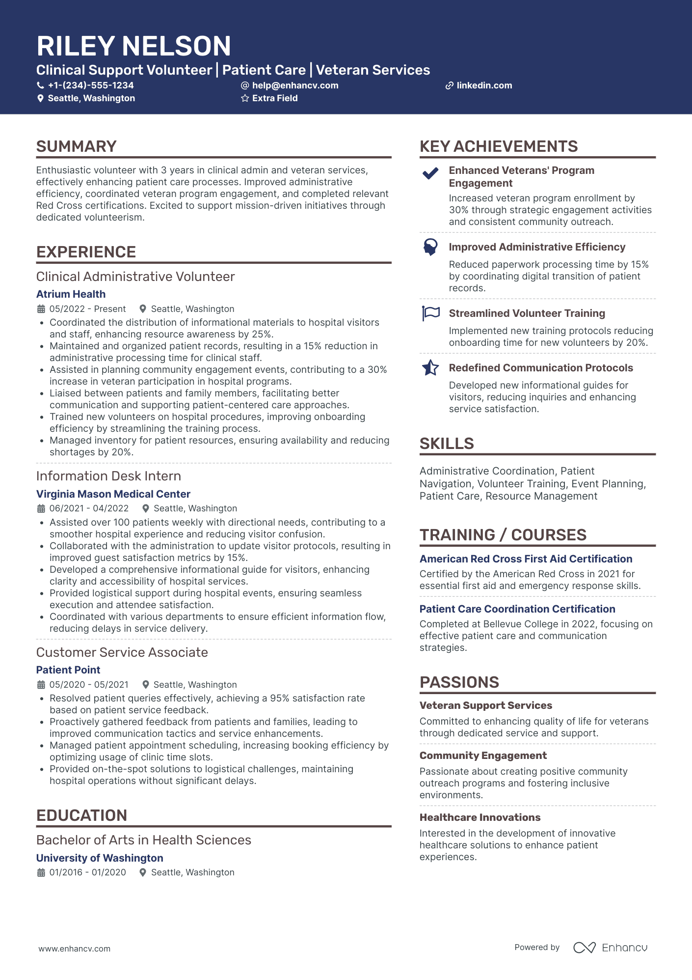 Junior Hospital Volunteer Resume Example