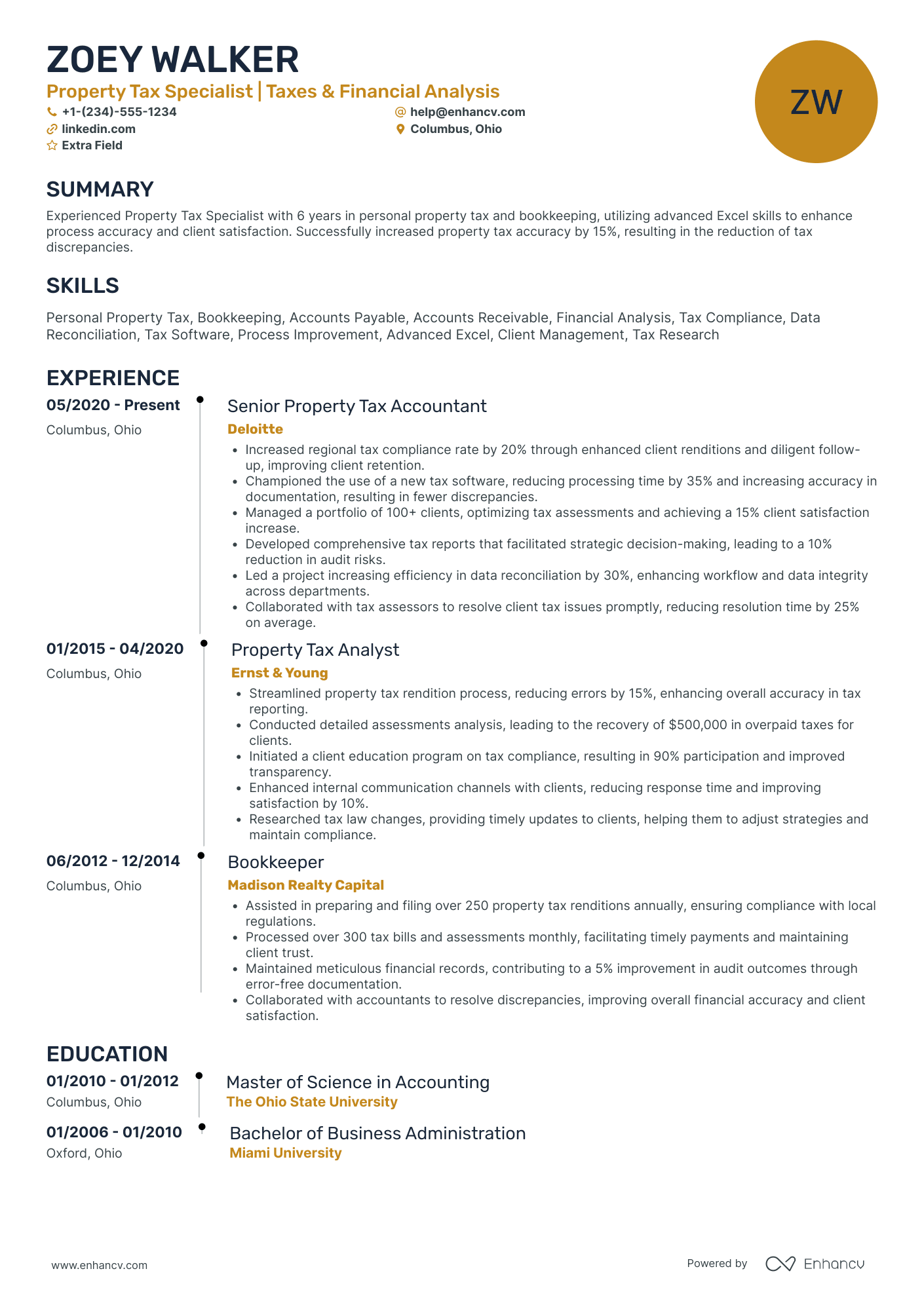 Property Tax Accountant Resume Example