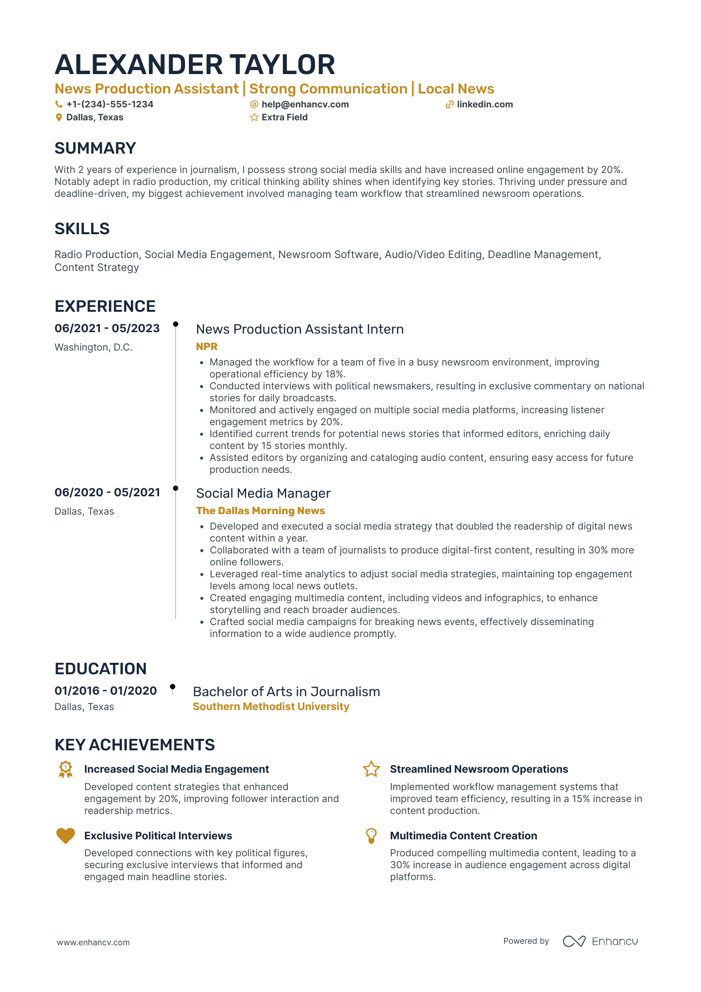 News Production Assistant Resume Example